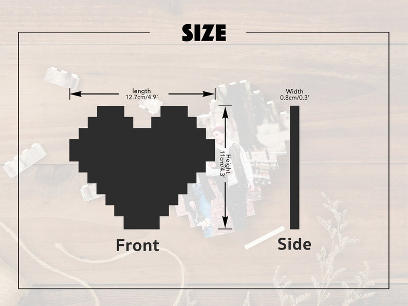 Heart Shape Custom Photo Building Block With Stand