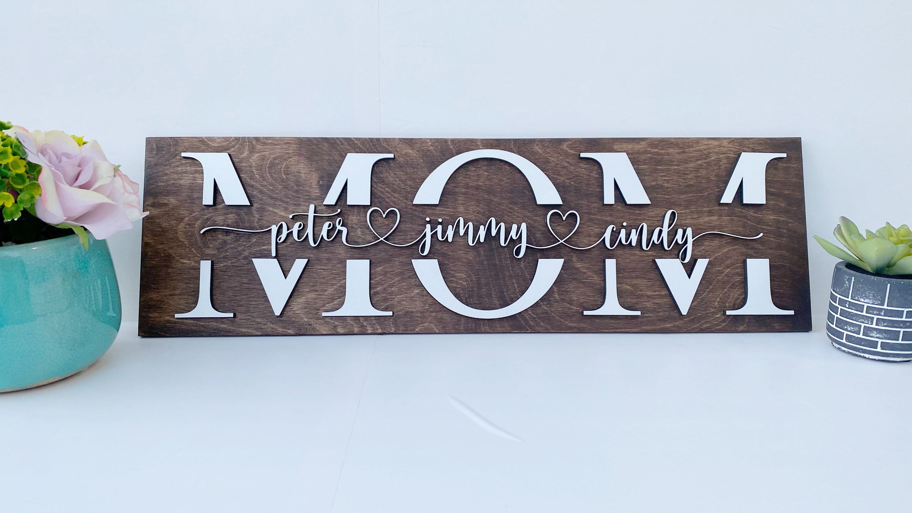 3D Personalized Mom Sign with Children Name | Personalized Mother's Day Gift (Customized free)