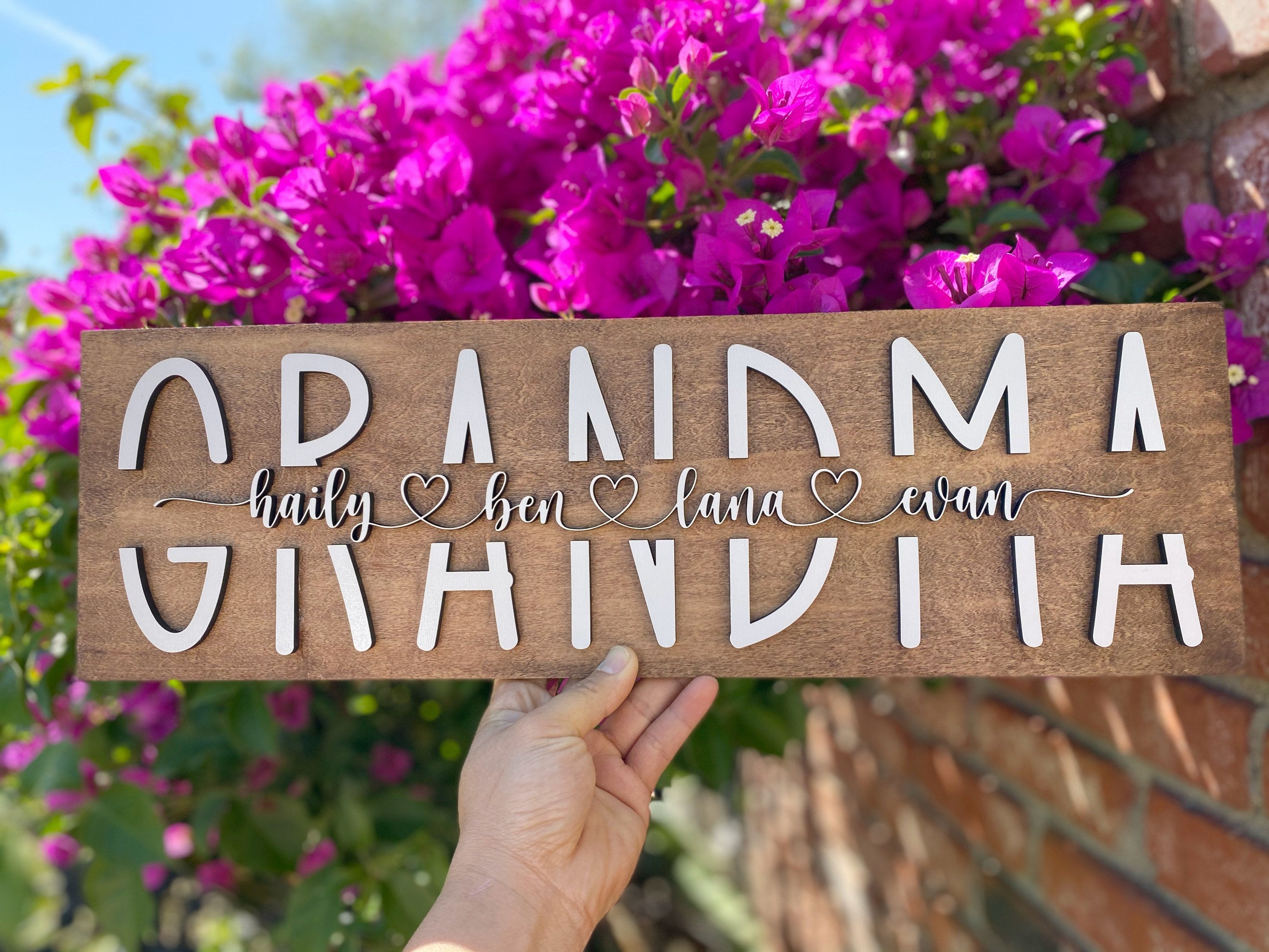 3D Personalized Grandma Sign with Children Name | Personalized Mother's Day Gift