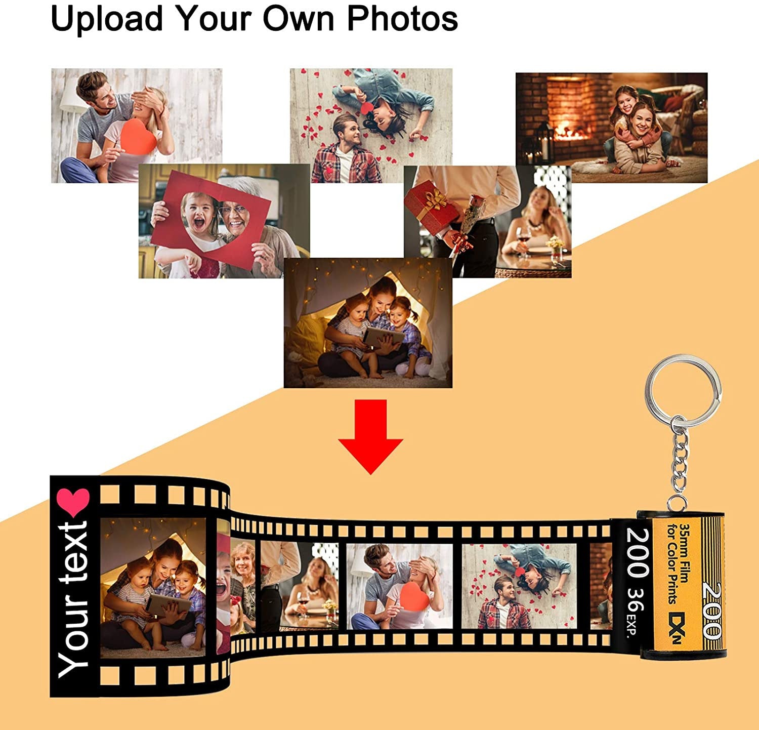 💖Custom Photo Camera Film Roll Keychain Gift Picture Film Roll Keychain  for Husband and Wife