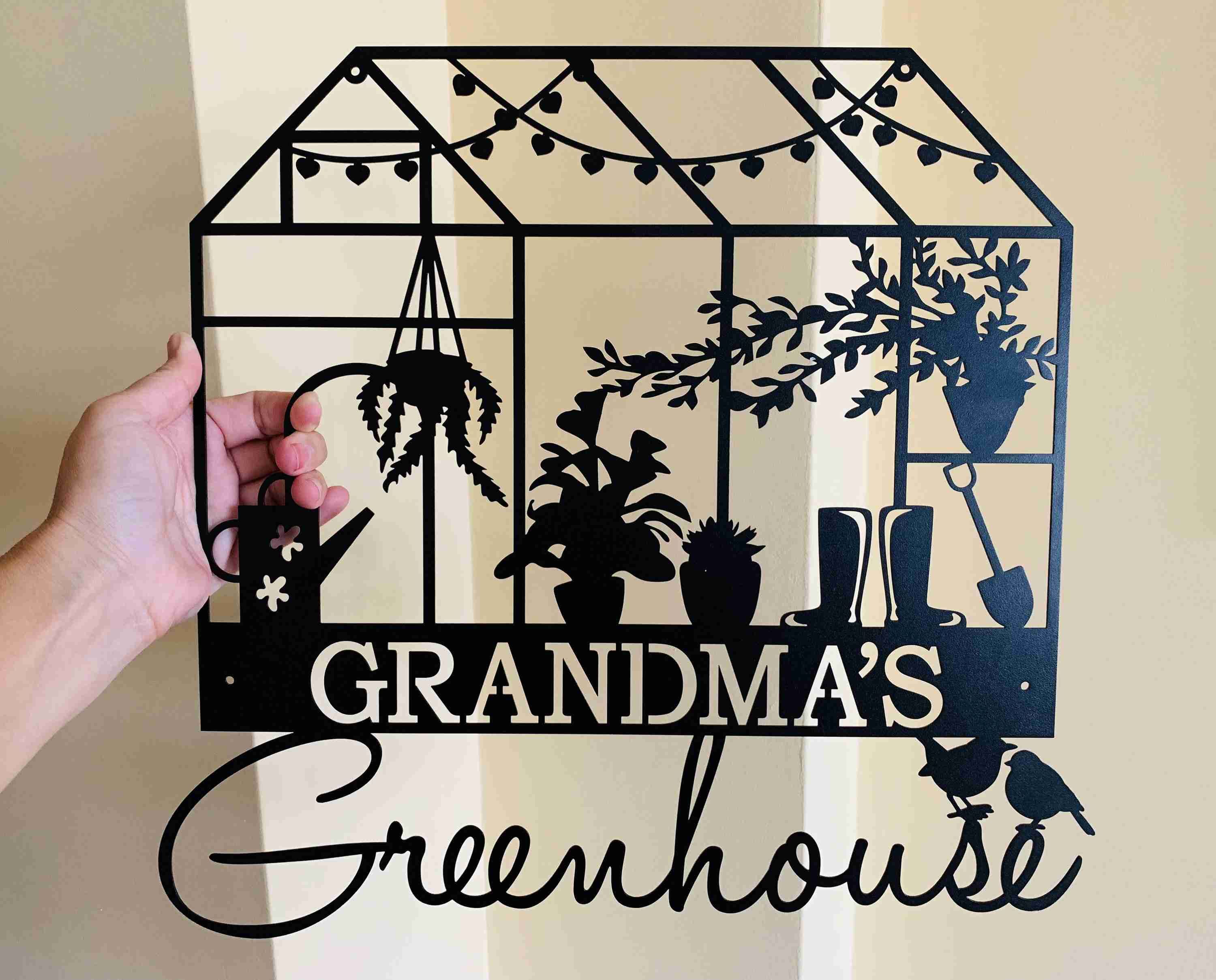 Personalized Greenhouse Name Sign Garden Plaque Metal Wall Art Yard Sign Gift for Gardener, Mom, Grandma