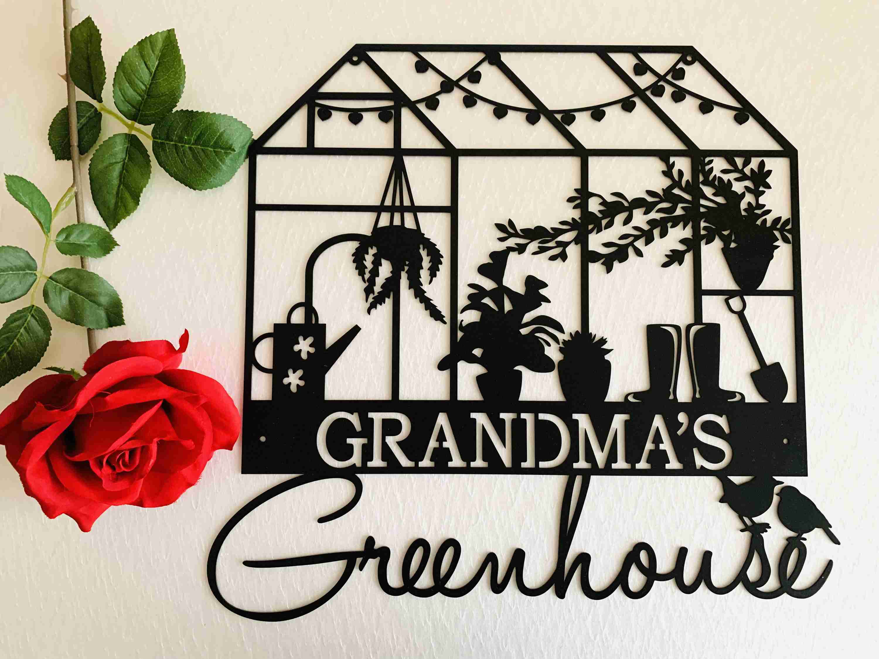 Personalized Greenhouse Name Sign Garden Plaque Metal Wall Art Yard Sign Gift for Gardener, Mom, Grandma