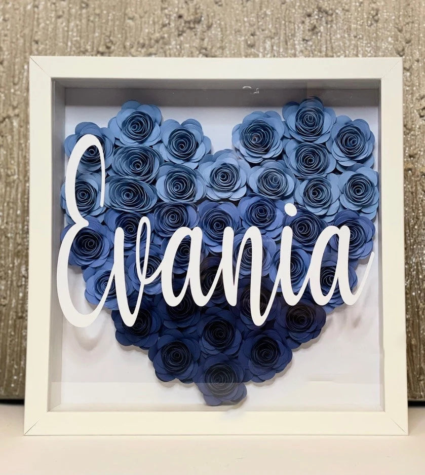 Ombre Heart Shaped Flower Box | Valentine's Day | Customized Cardstock Shadow Box