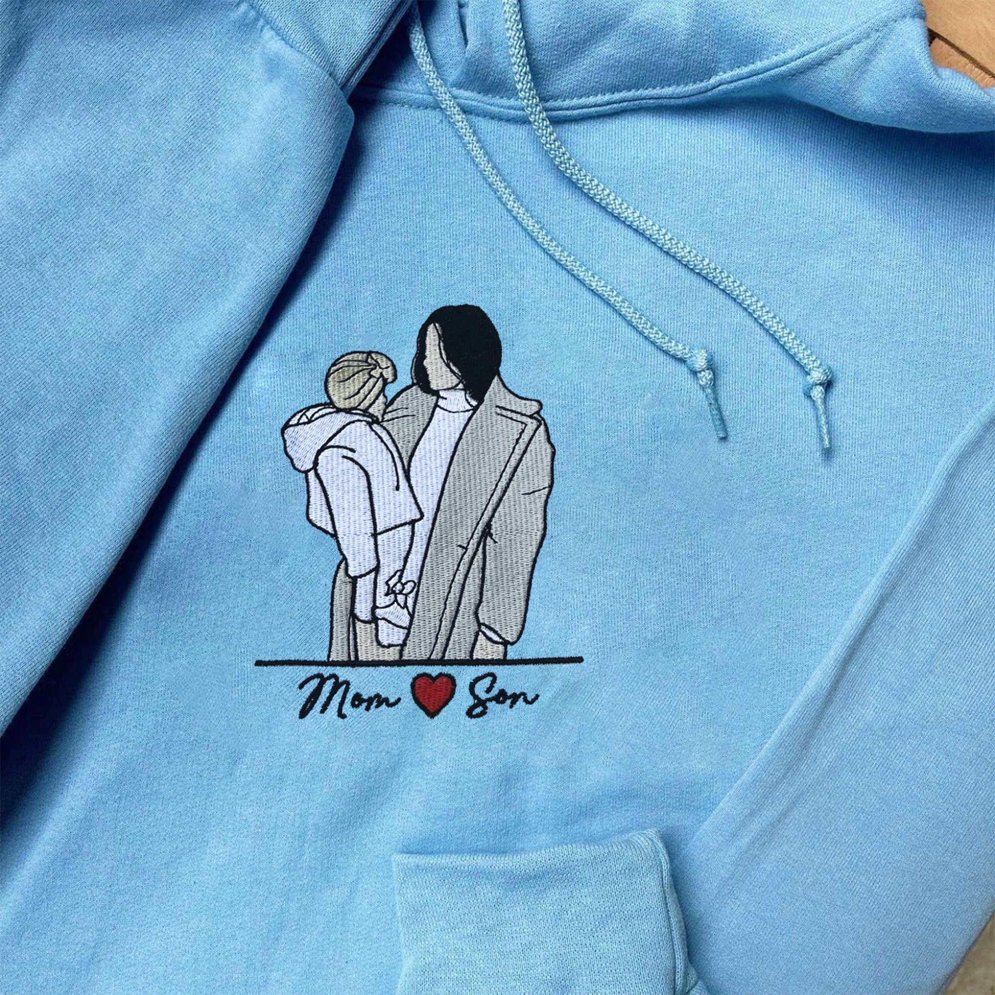 💖Custom Embroidered Mom Sweatshirt With Portrait From Photo, Portrait Embroidered Sweatshirt