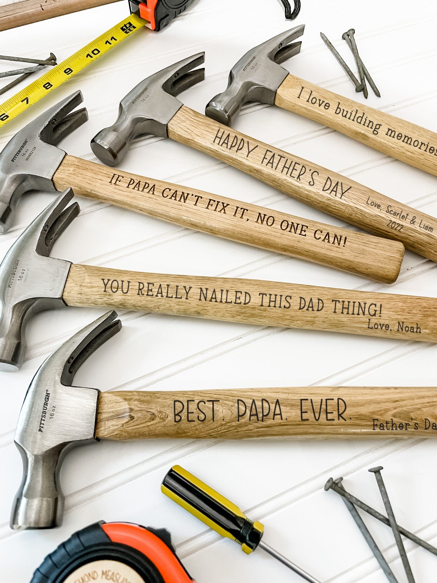 Tape Measure Hammer Set Personalized for Papa