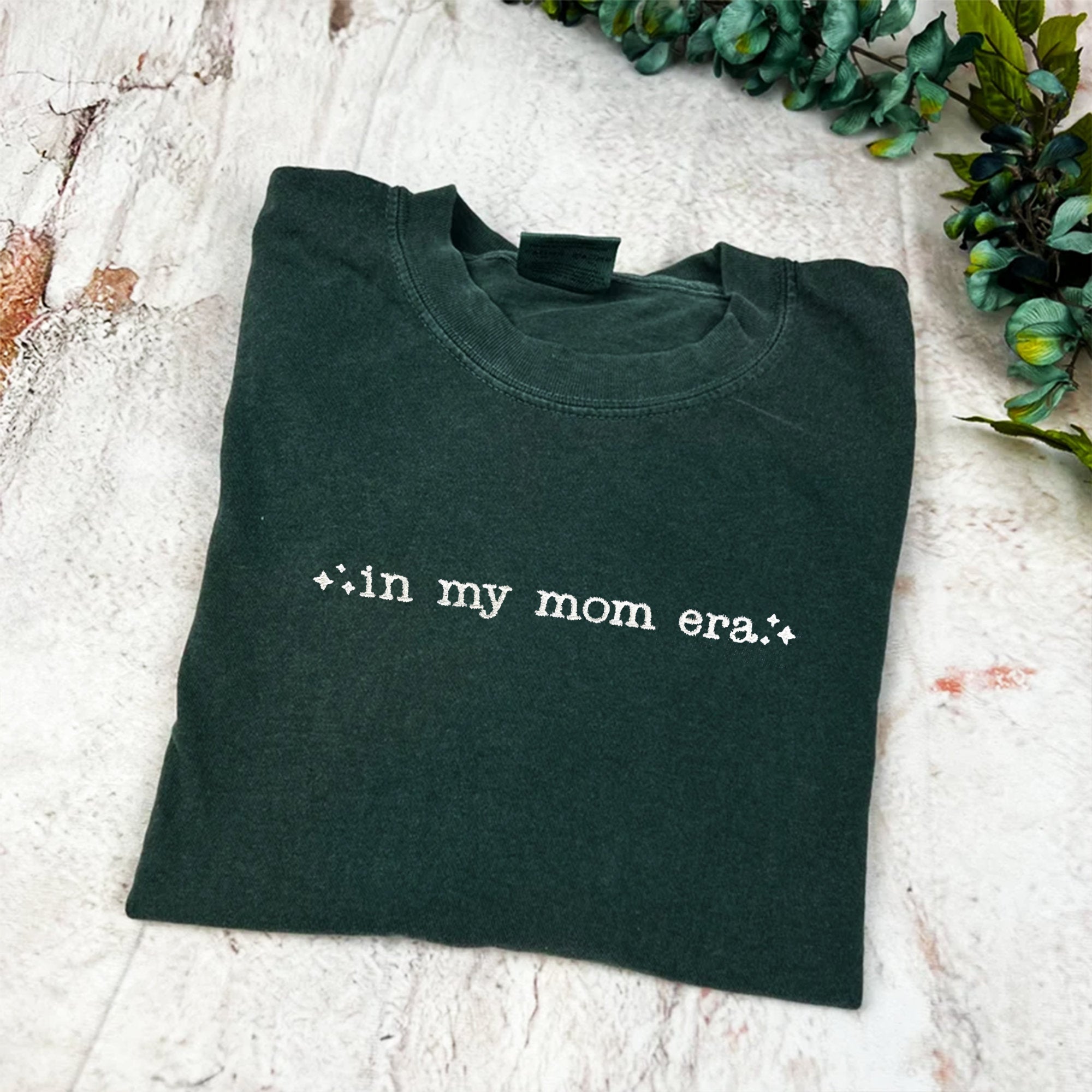 In My Cool Mom Era Embroidery Custom Sweatshirt Comfort Colors T-Shirt, Mama Sweatshirt Gift