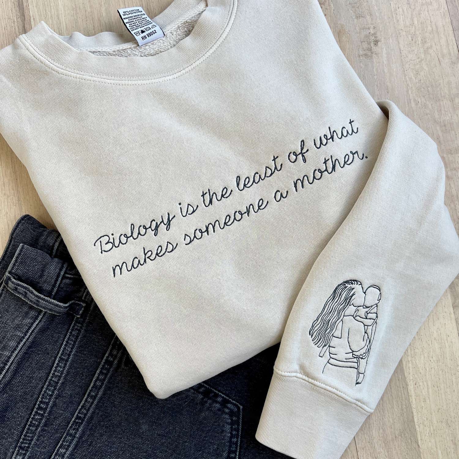 ❤️Custom Embroidered Parent-Child Photo Portrait Outline Sweatshirt-🔥Mother's Day Sale!Free Shipping!