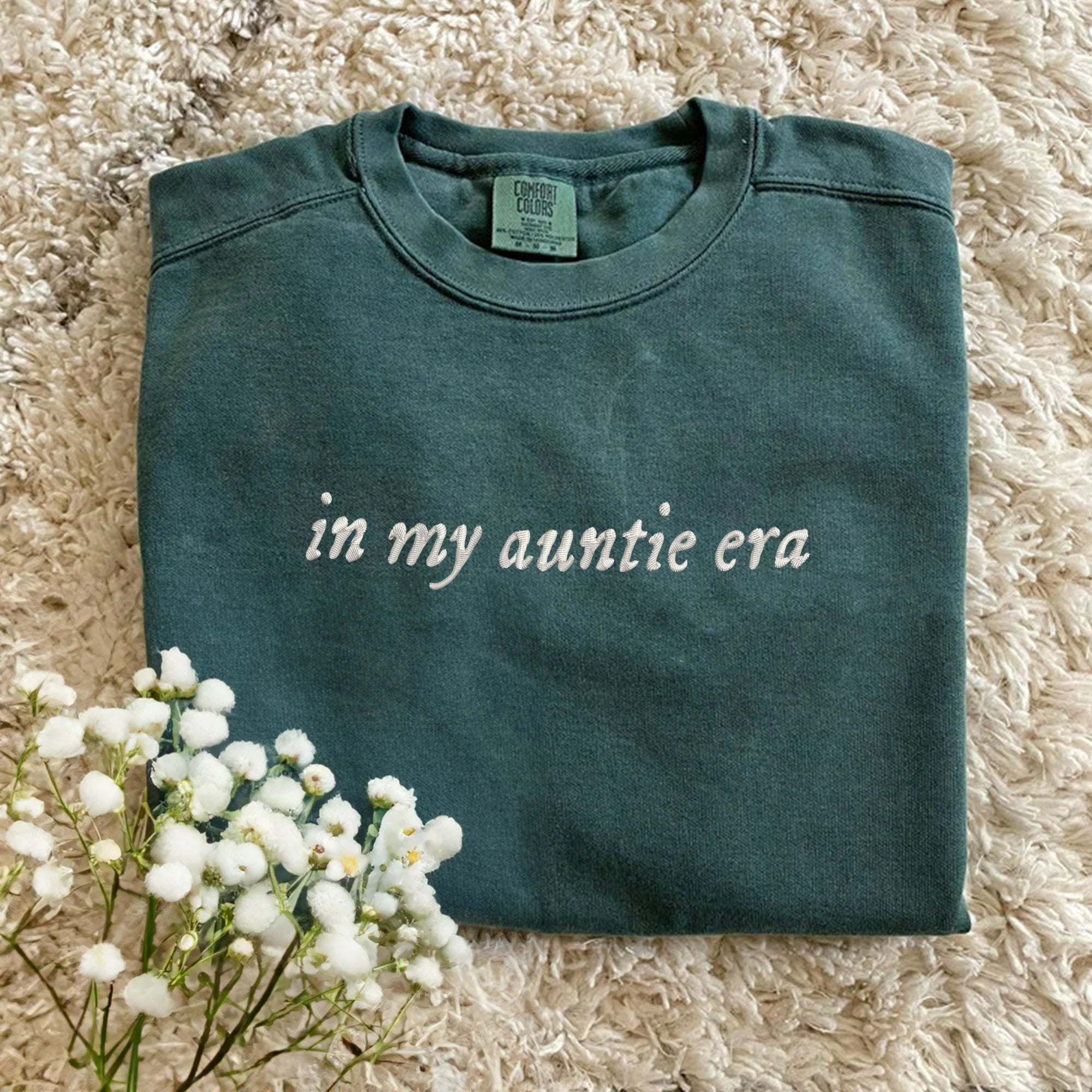 In my Auntie Era Embroidery Sweatshirt Custom Auntie Sweatshirt with Kids Names