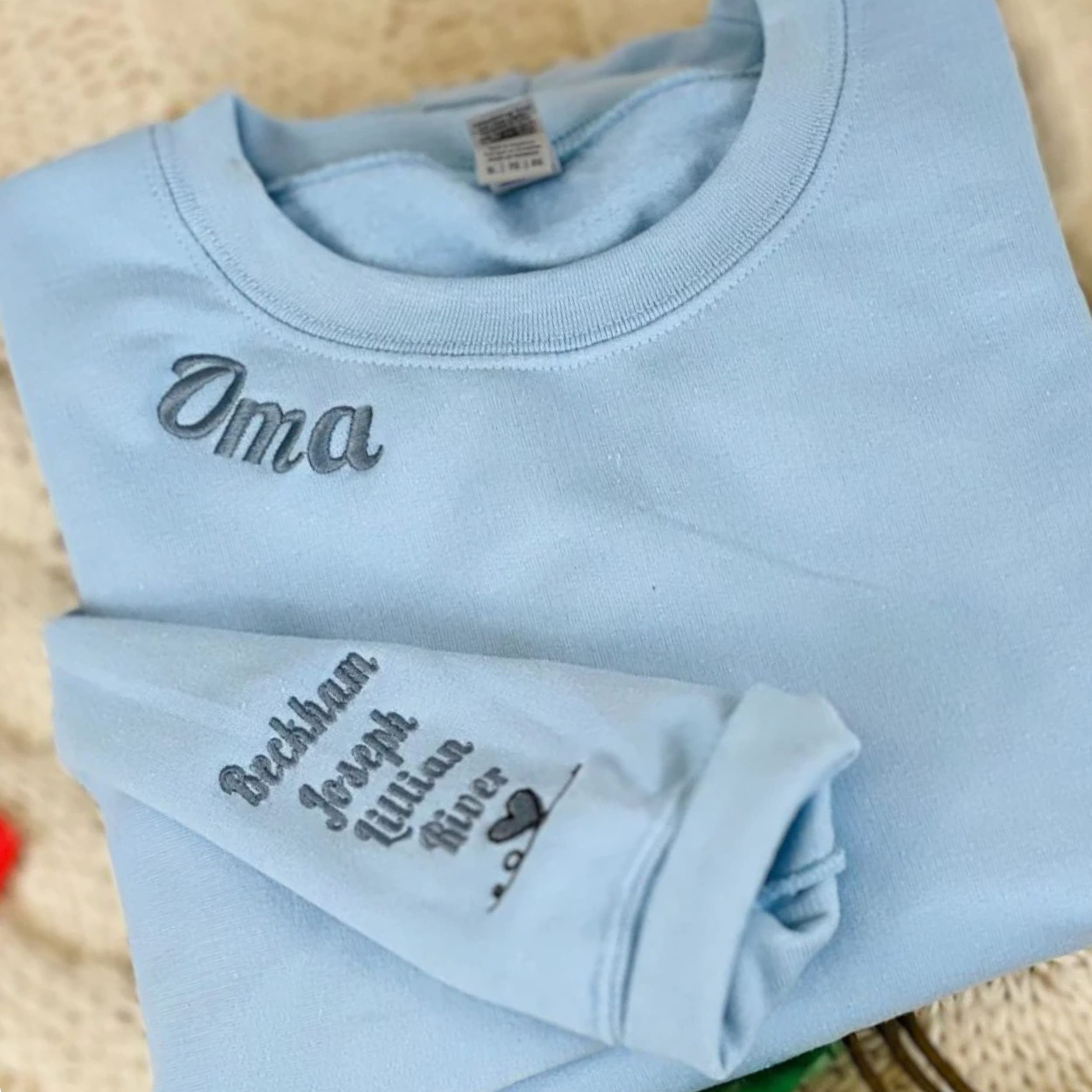 💖Custom Mama Embroidered Sweatshirt with Kids Names sleeve for Mom Mother's Day Birthday Gifts