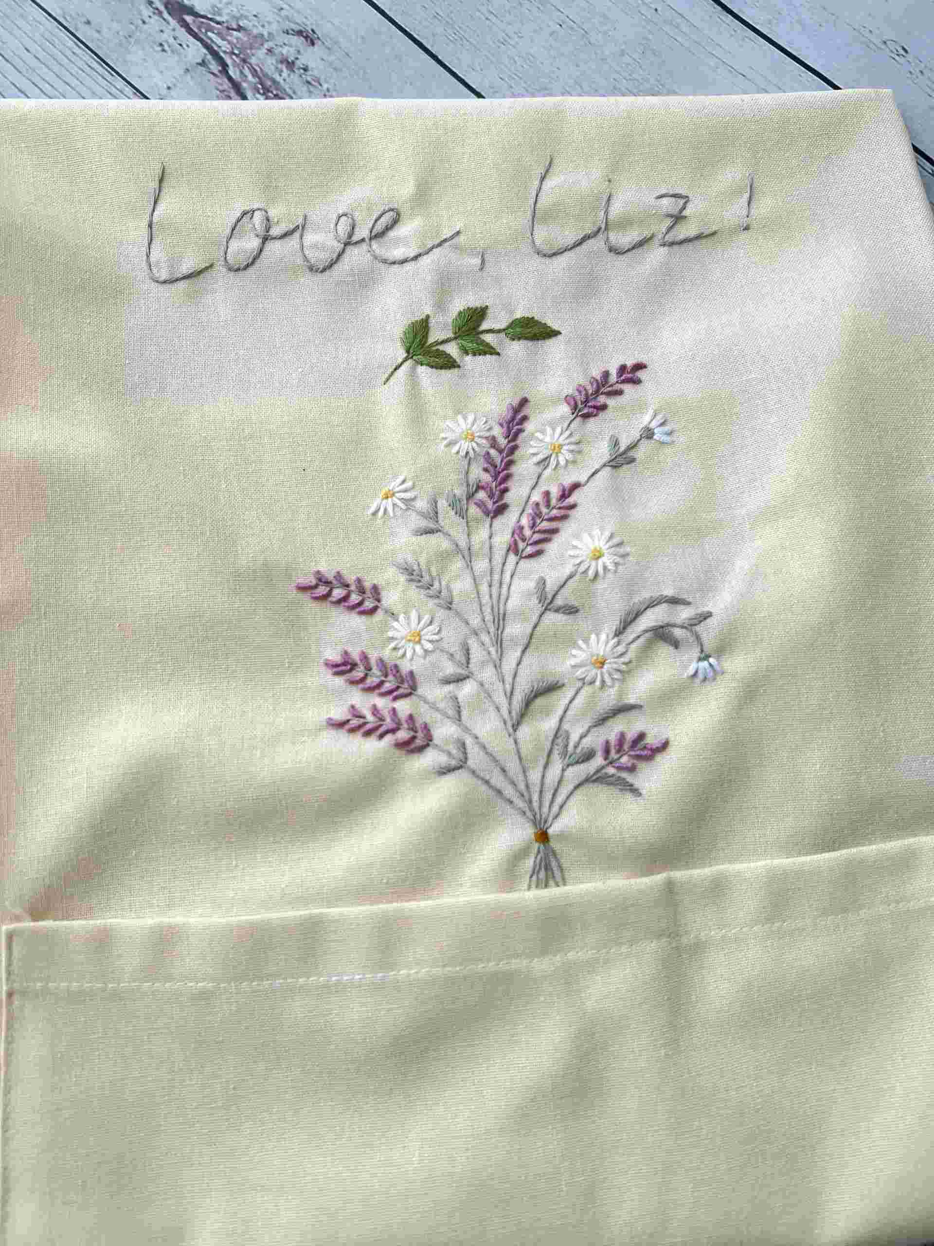 Personalized Hand-Embroidered Linen Cotton Flower Apron For Women