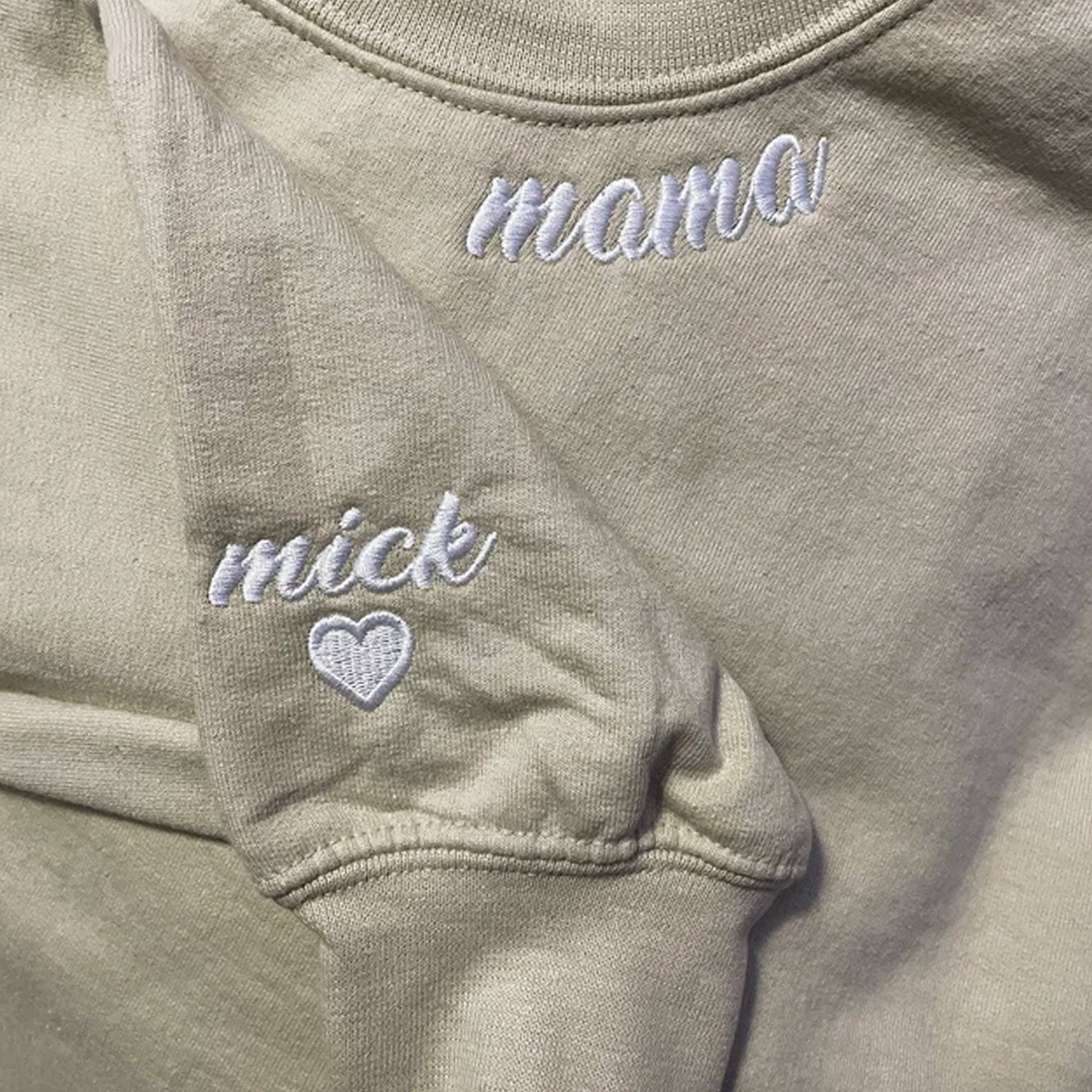 💖Custom Mama Embroidered Sweatshirt with Kids Names sleeve for Mom Mother's Day Birthday Gifts