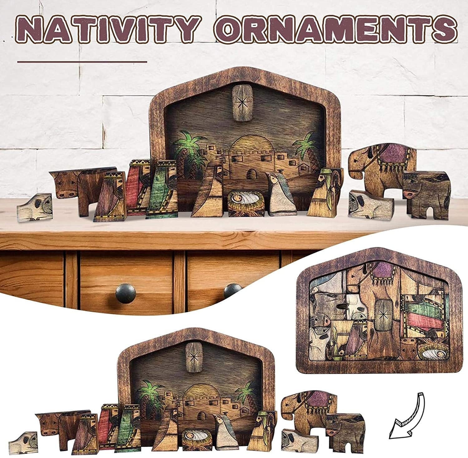 Wooden Jesus Puzzle Statue-Bethlehem Portal Puzzle，Christmas gift