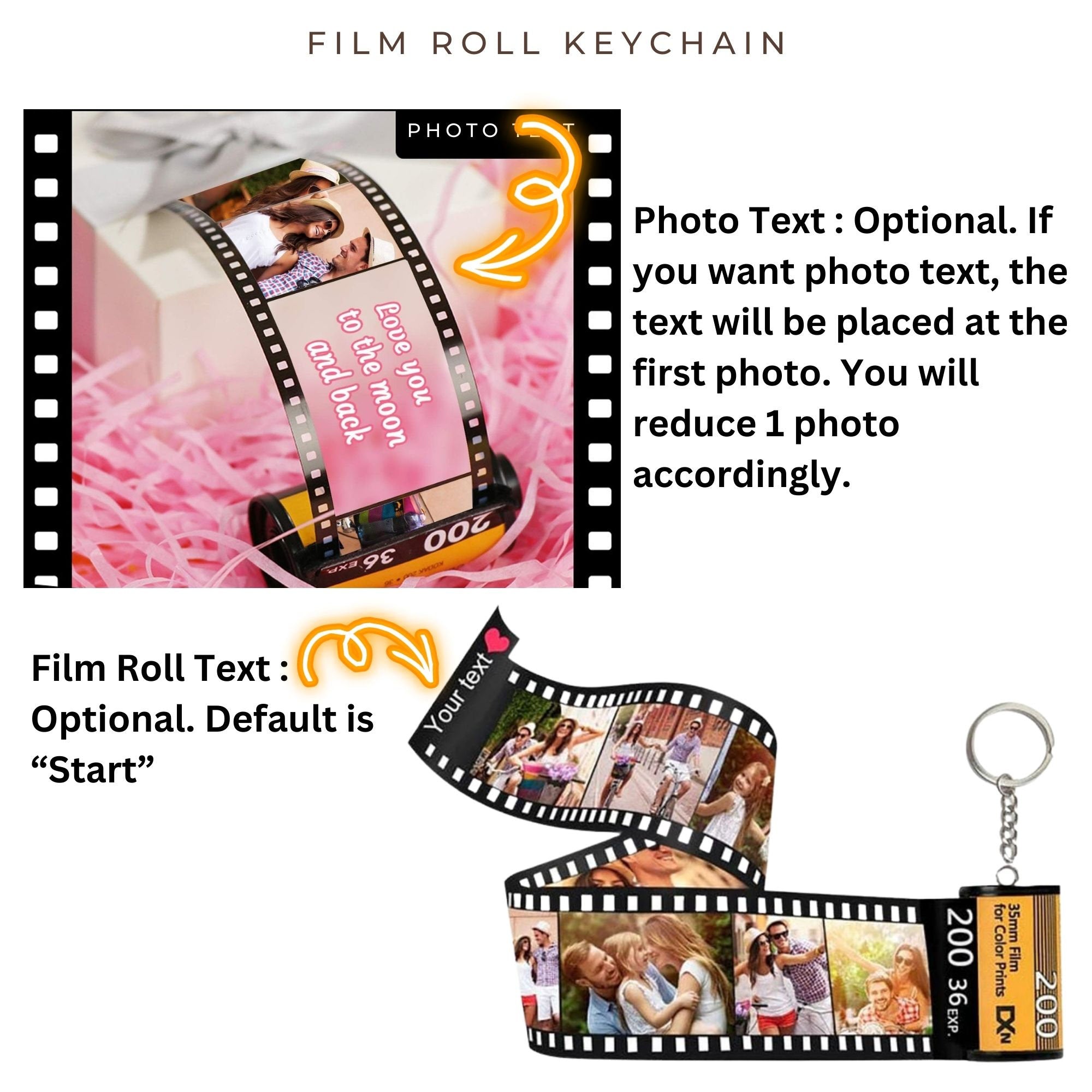 💖Custom Photo Camera Film Roll Keychain Gift Picture Film Roll Keychain  for Husband and Wife