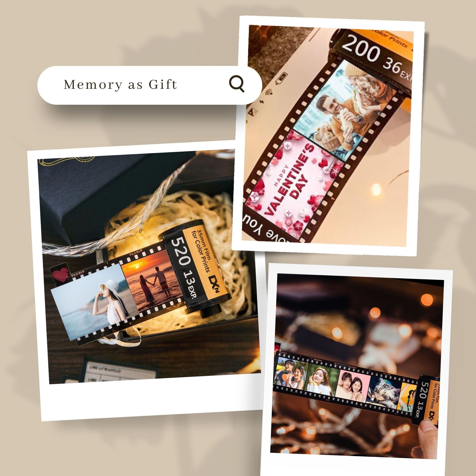 💖Custom Photo Camera Film Roll Keychain Gift Picture Film Roll Keychain  for Husband and Wife