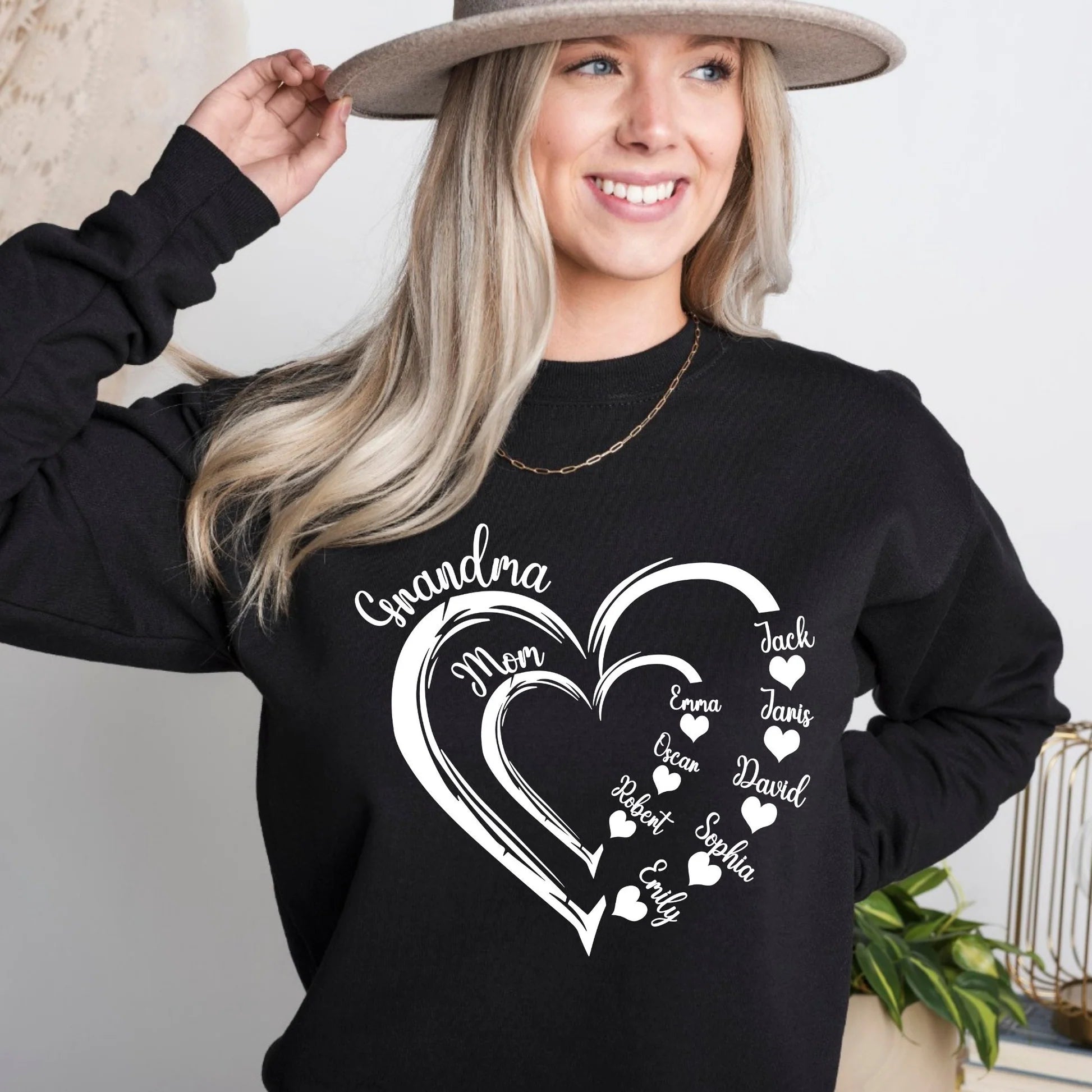 Custom Grandma Heart Sweatshirt Sweatshirt/Hoodie/T-Shirt