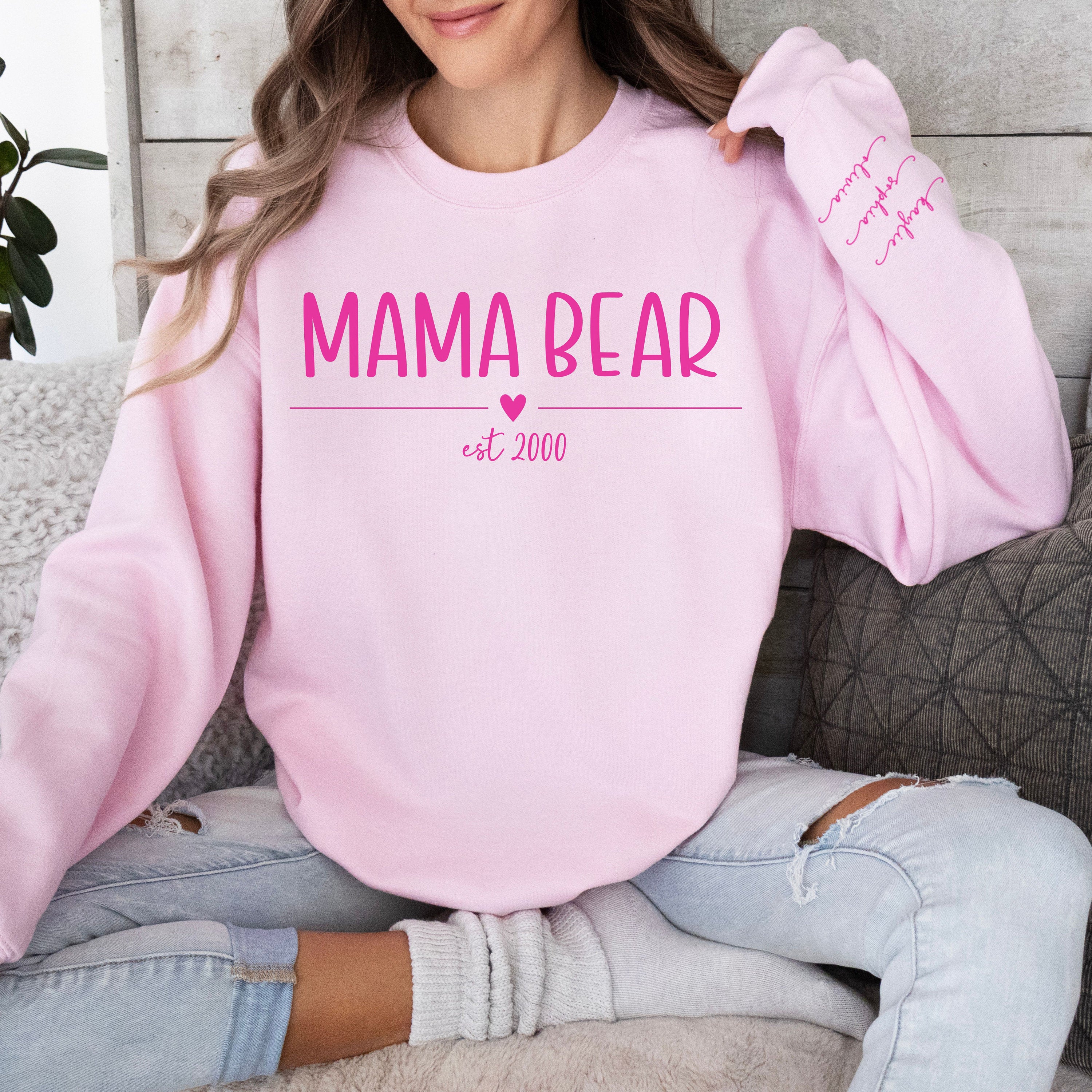 Mama Bear Sweatshirt with kids names on the sleeve, Custom gift for mom, Mom gift, Gift for New Mom, Mama Bear, Personalized Mama Sweatshirt