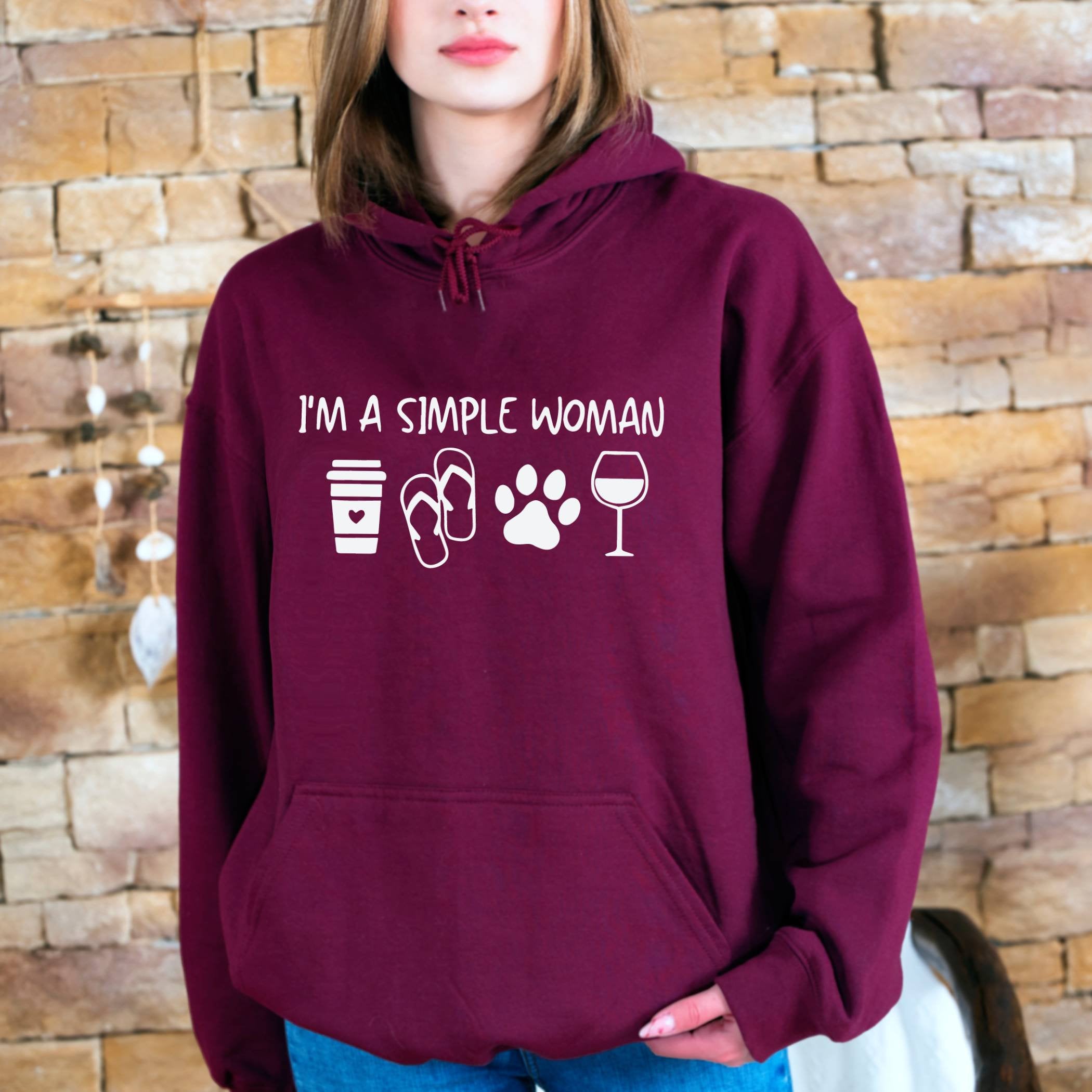 Im a Simple Woman Hoodie, Mom Life Hoodie, Woman Coffee Dog Wine , Dog Lover Mom Hoodie, Funny Coffee Hoodie, Coffee and Wine Hoodie