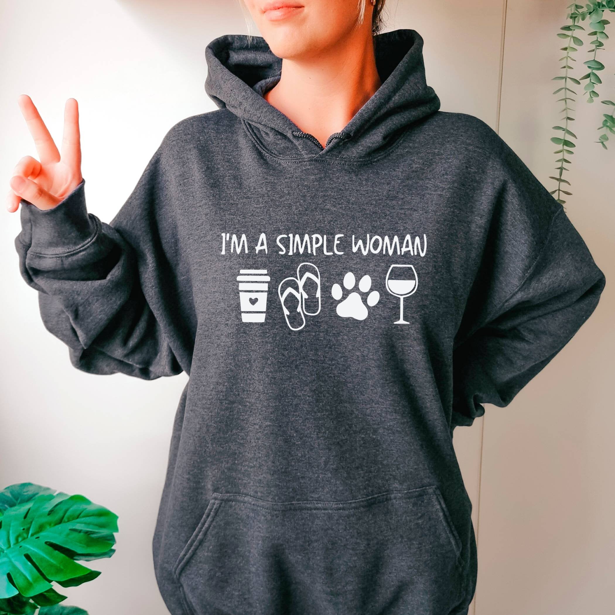 Im a Simple Woman Hoodie, Mom Life Hoodie, Woman Coffee Dog Wine , Dog Lover Mom Hoodie, Funny Coffee Hoodie, Coffee and Wine Hoodie