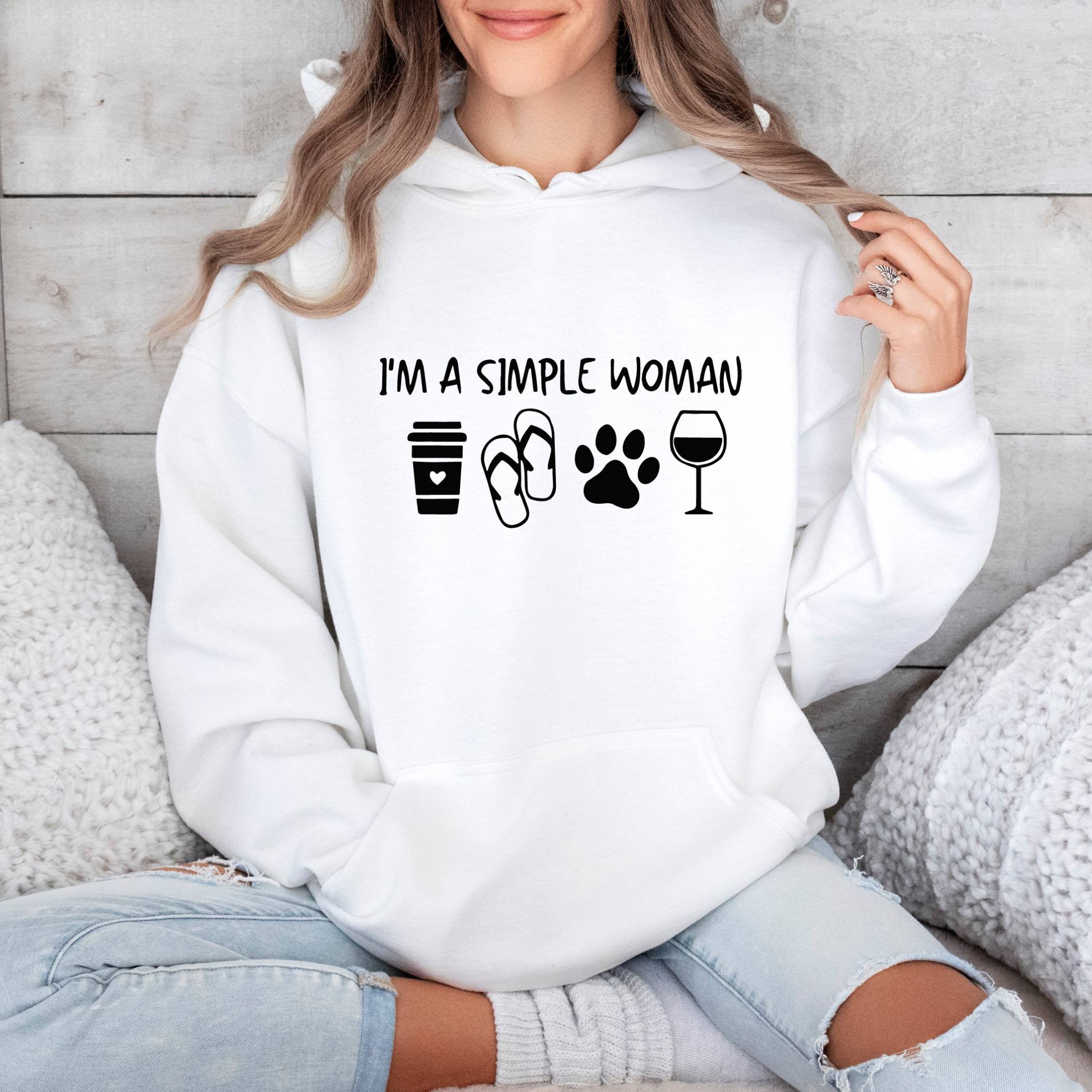 Im a Simple Woman Hoodie, Mom Life Hoodie, Woman Coffee Dog Wine , Dog Lover Mom Hoodie, Funny Coffee Hoodie, Coffee and Wine Hoodie