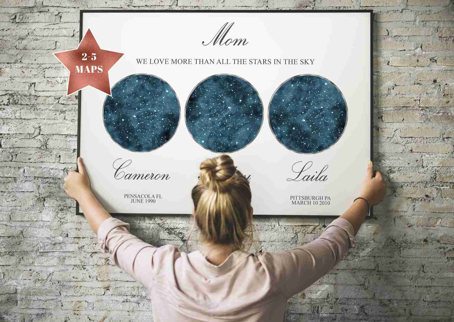 Personalized gifts for mom Custom Star map by date Mom of boys gift