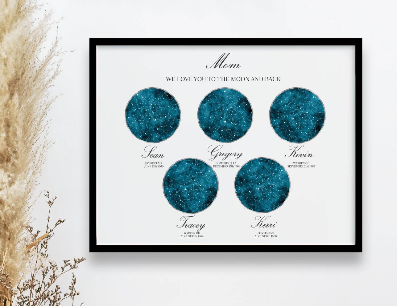 Personalized gifts for mom Custom Star map by date Mom of boys gift