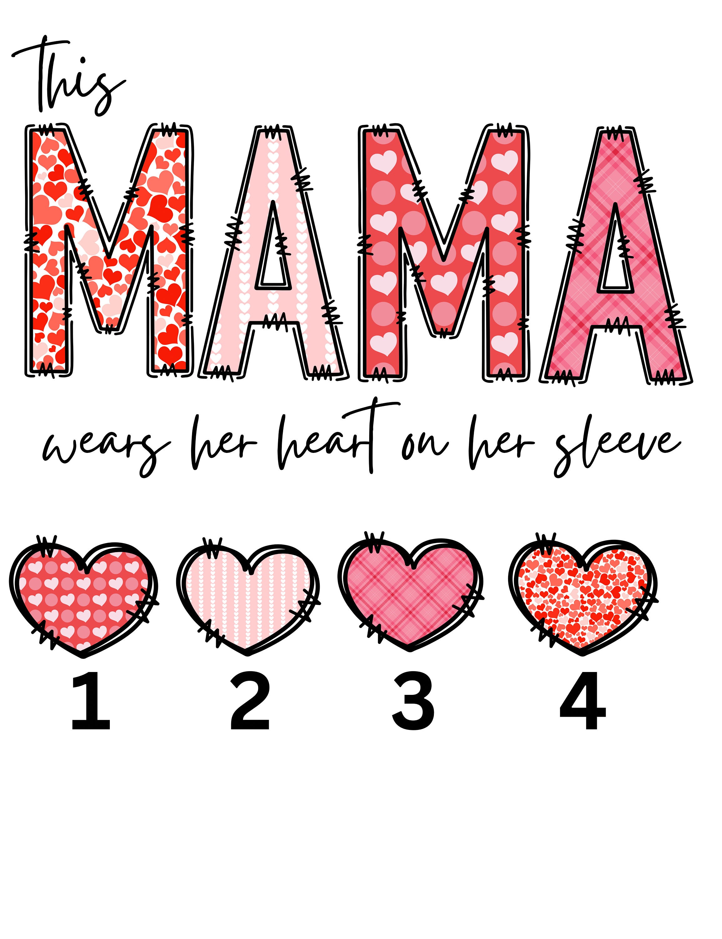 Personalized This MAMA Wears Her Heart on Her Sleeve Sweatshirt with Kid Names-Mother's Day Sale!Free Shipping! (Customized free)