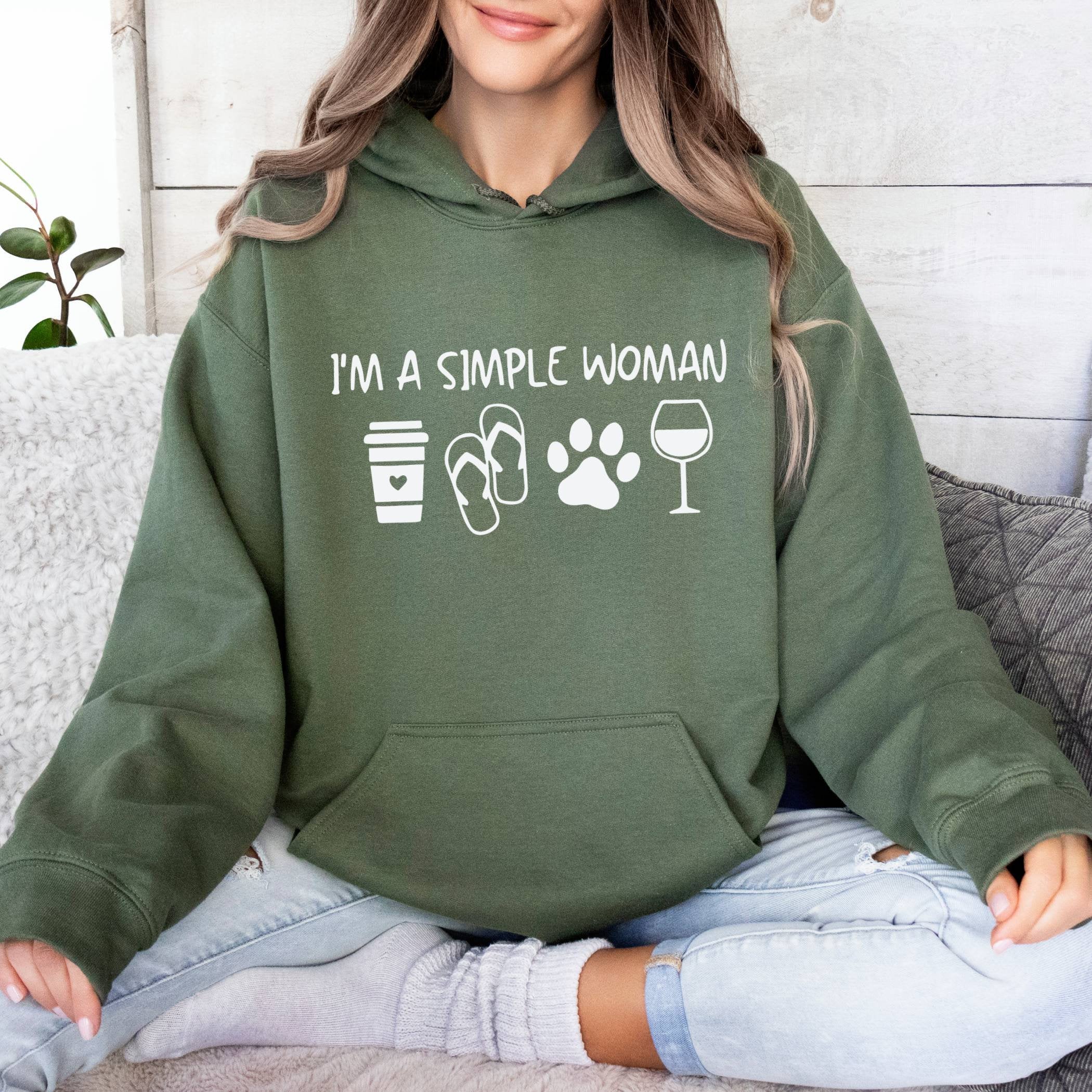 Im a Simple Woman Hoodie, Mom Life Hoodie, Woman Coffee Dog Wine , Dog Lover Mom Hoodie, Funny Coffee Hoodie, Coffee and Wine Hoodie