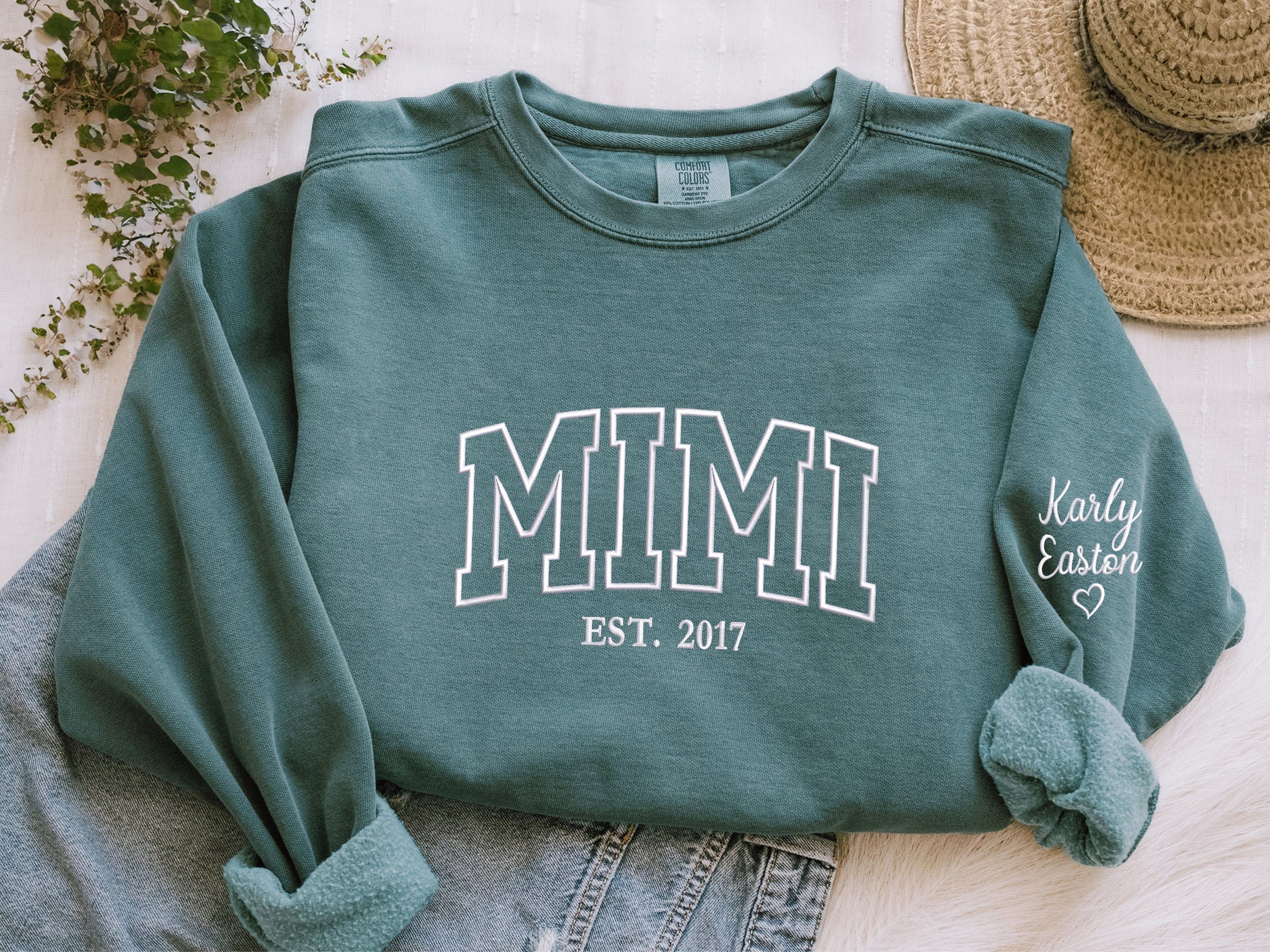 Personalized Mama Embroidered Sweatshirt With Date & Name, Mother's Day Gift