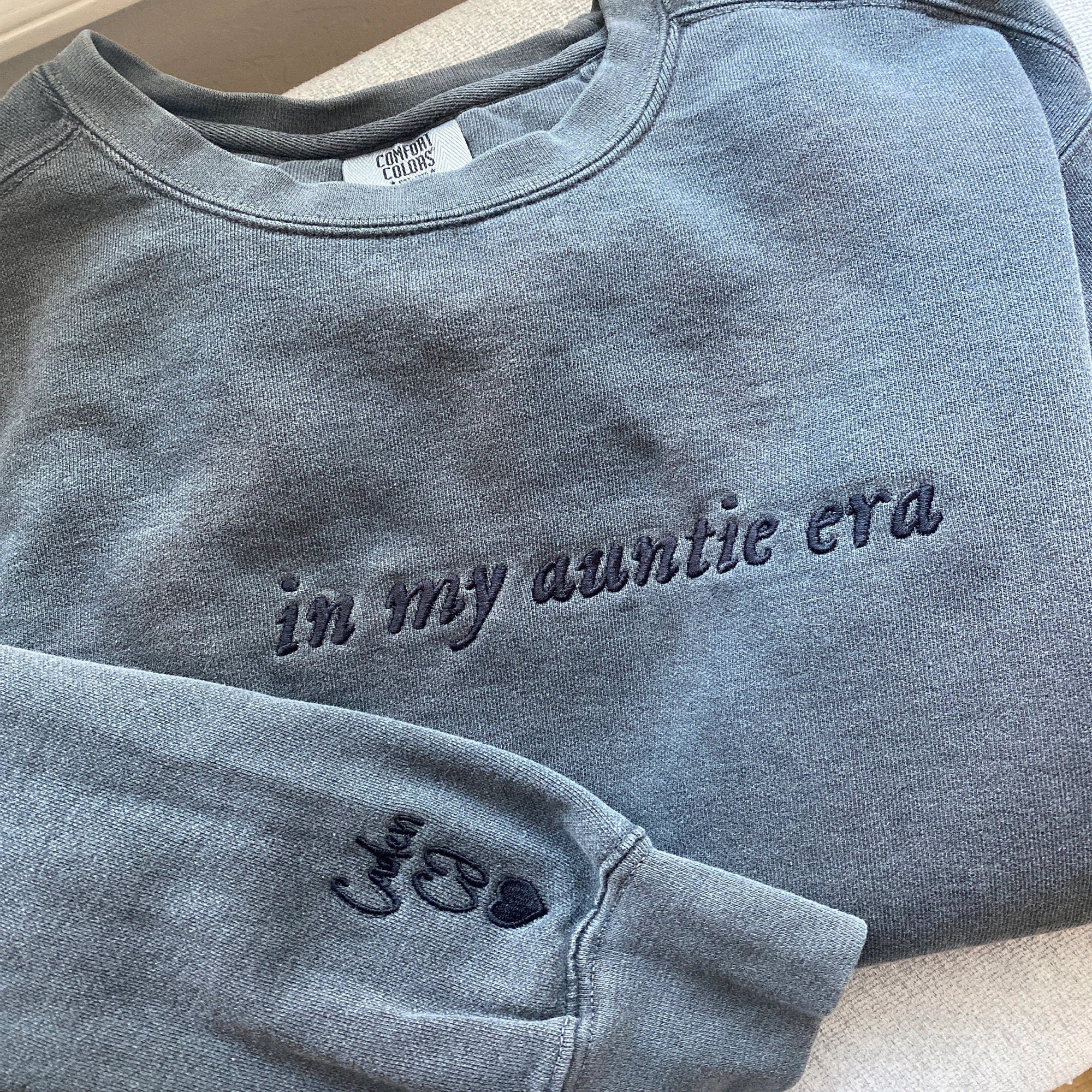 In my Auntie Era Embroidery Sweatshirt Custom Auntie Sweatshirt with Kids Names