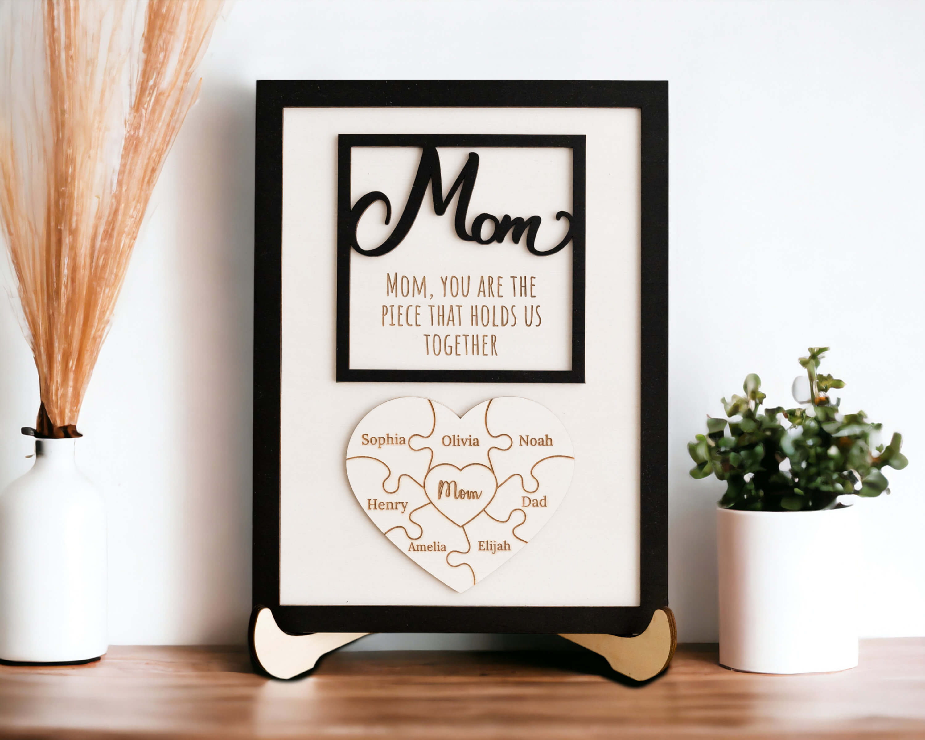 Mom Puzzle Sign, Personalized Gift, Gift For Mom, Family Puzzle Sign (Customized free)