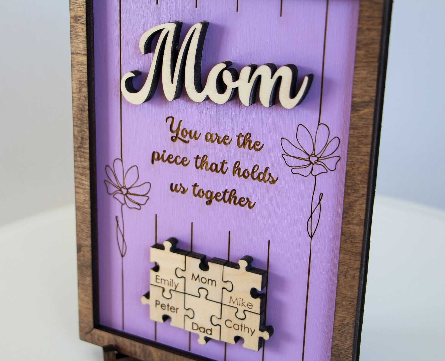 Puzzle Mom Sign, You Are The Piece That Holds Us Together, Mothers Day Gift from Daughter (Customized free)