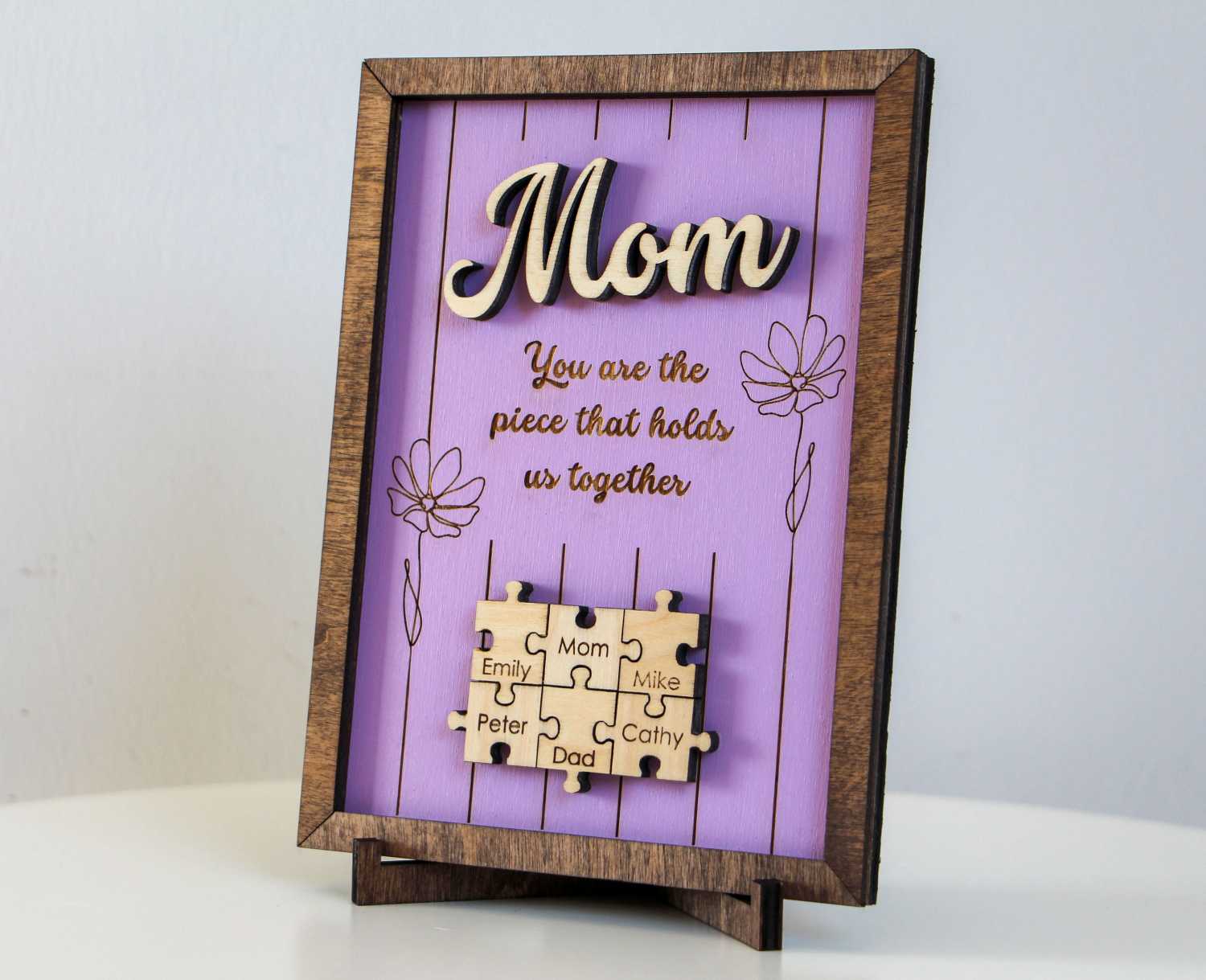 Puzzle Mom Sign, You Are The Piece That Holds Us Together, Mothers Day Gift from Daughter (Customized free)