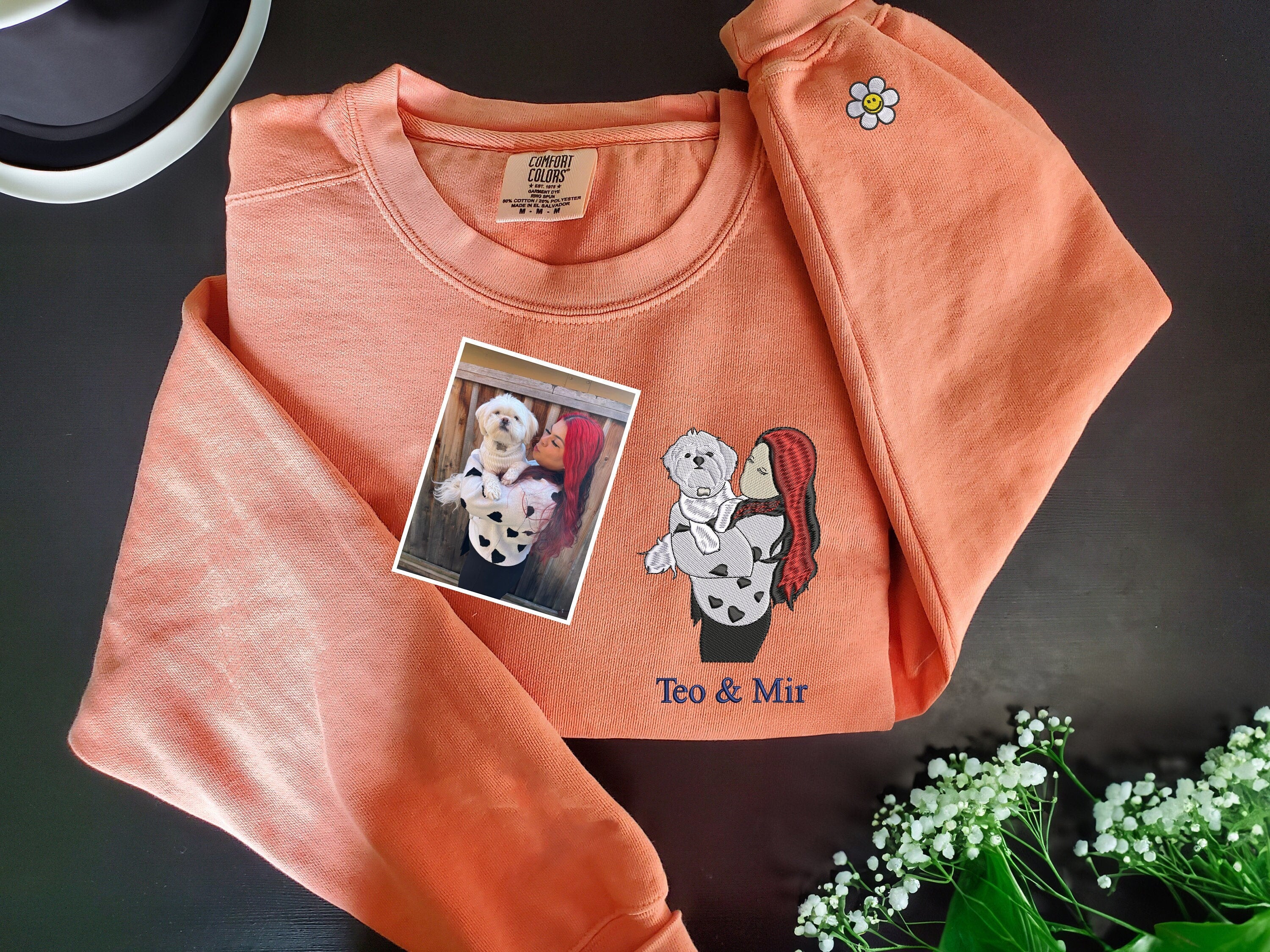 💖Custom Embroidered Mom Sweatshirt With Portrait From Photo, Portrait Embroidered Sweatshirt