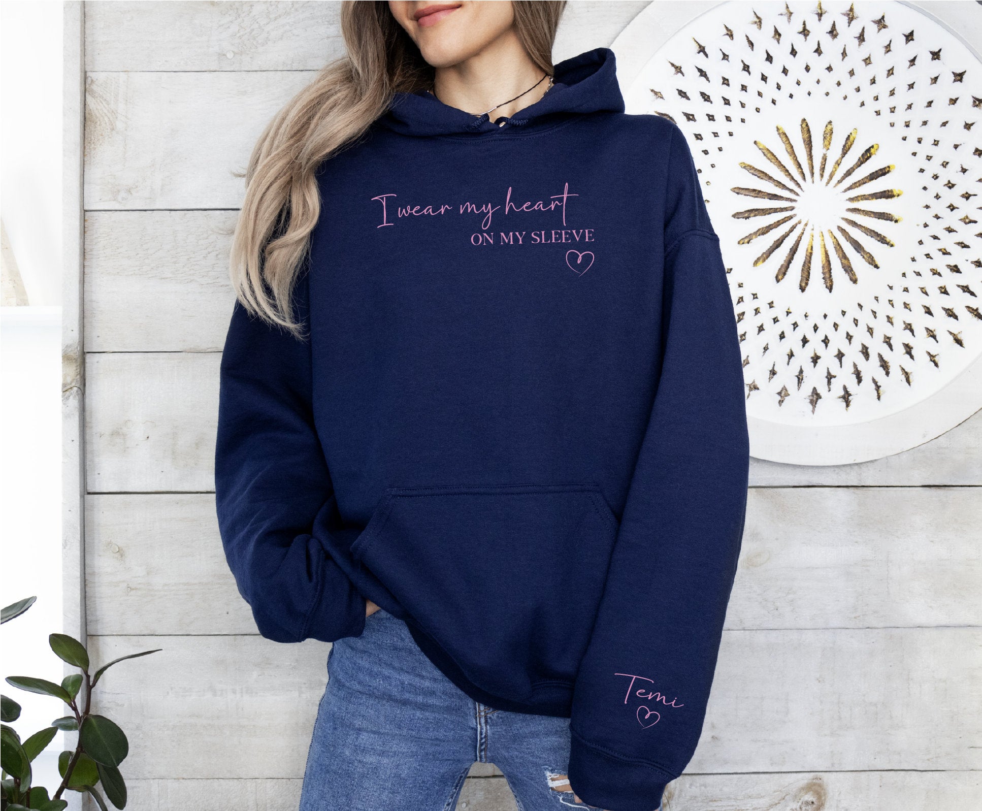 I wear my heart ON MY SLEEVE Embroidered Sweatshirt,Heart on Sleeve Crewneck Hoodie