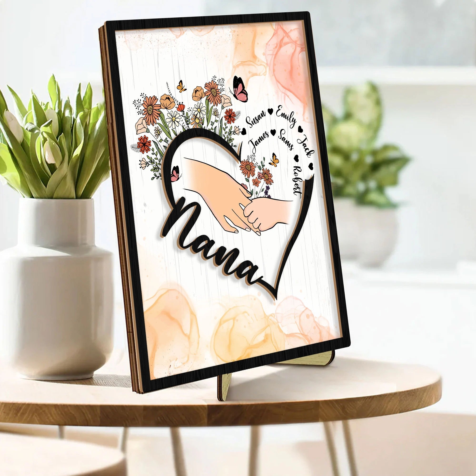 Personalized Grandma/Mama Wooden Plaque, Custom Kid's Name Wooden Sign