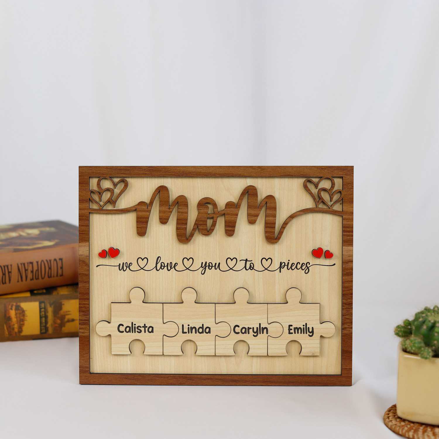 Personalized Mom Puzzle Pieces Frame, Mum Wooden Sign, Puzzle Mom Plaque (Customized free)