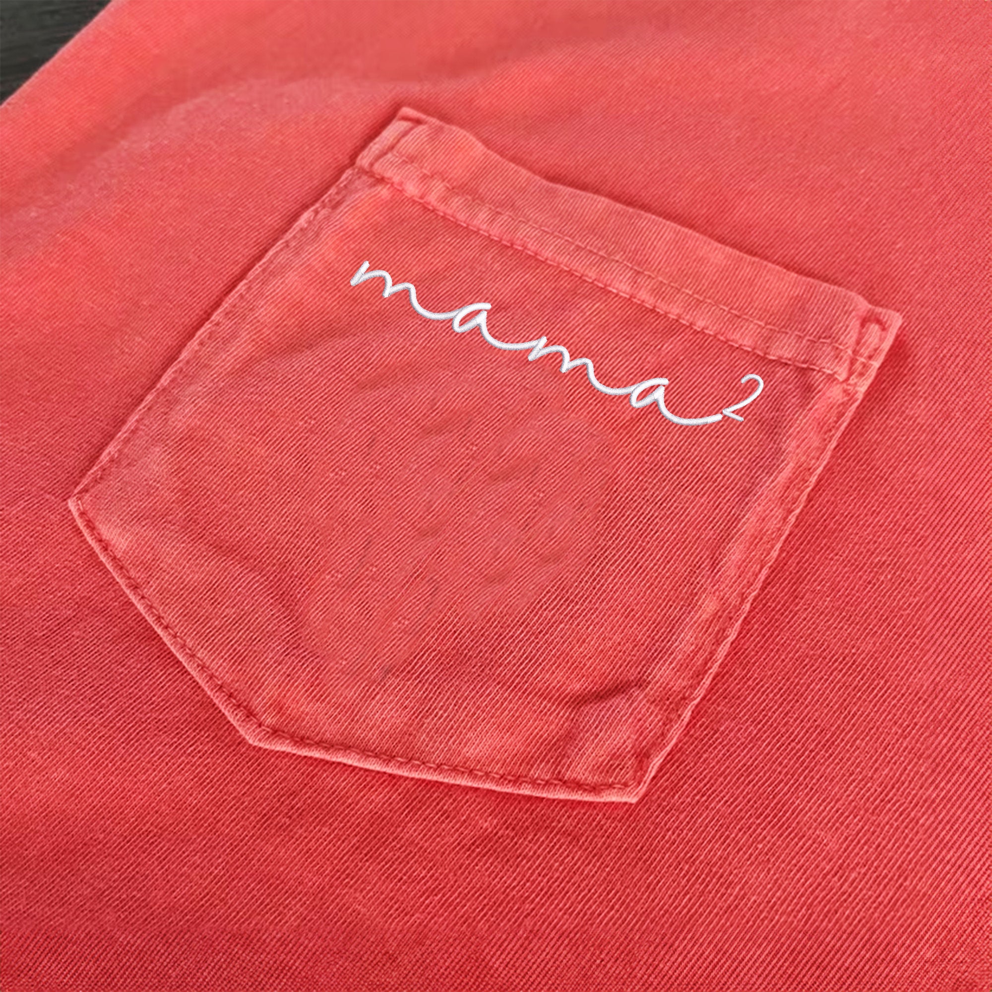 Custom Embroidery Mama Quadratic Shirt with Children Name on Sleeve, Mama Shirt, Mother Father Gifts