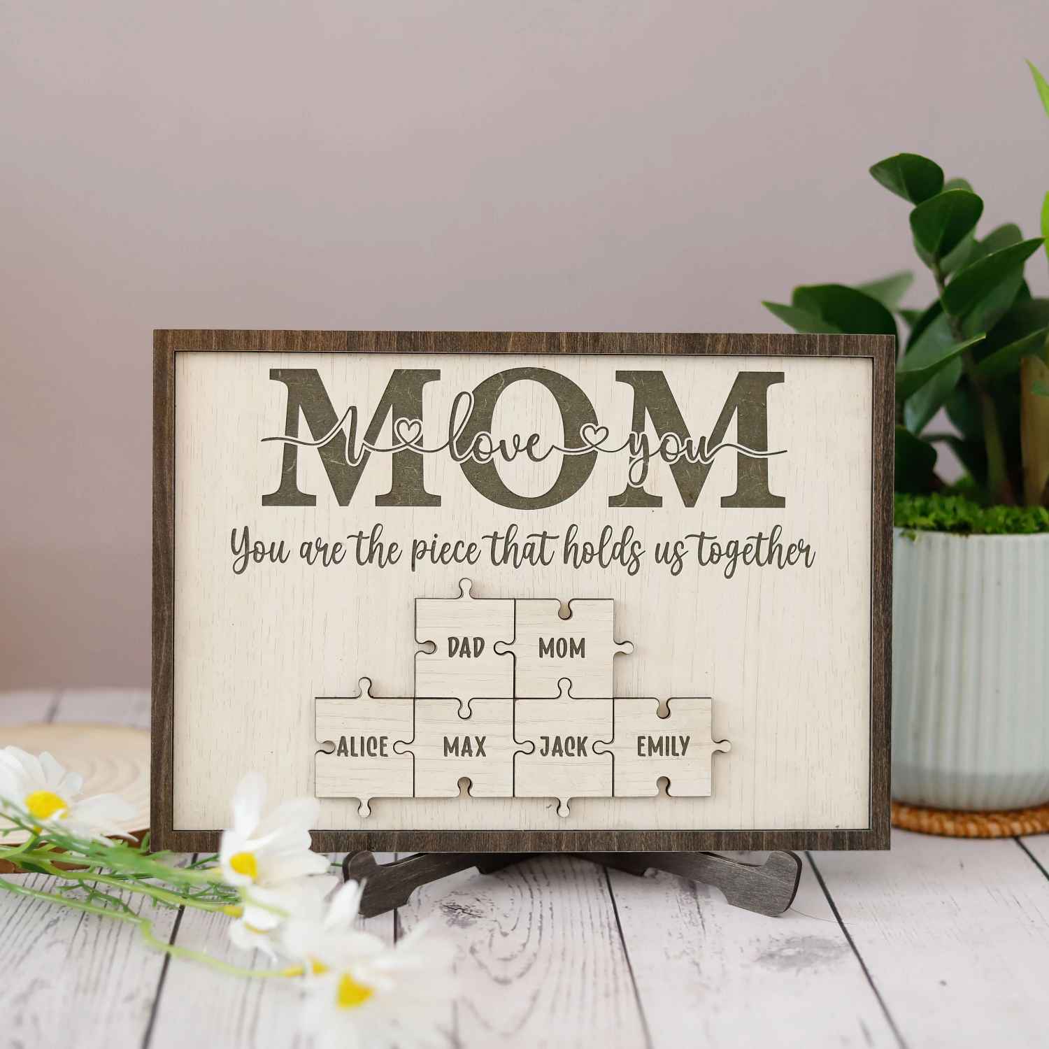 Custom Mom Puzzle Sign, Customize Mother's Day Gift For Mimi Wood Name Puzzle (Customized free)