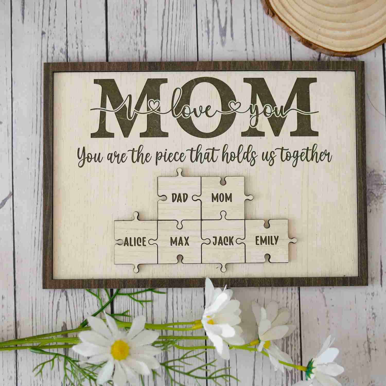 Custom Mom Puzzle Sign, Customize Mother's Day Gift For Mimi Wood Name Puzzle (Customized free)