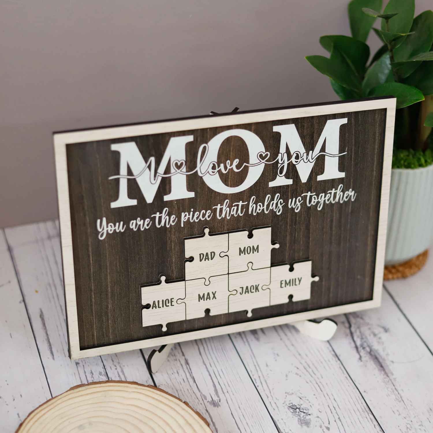 Custom Mom Puzzle Sign, Customize Mother's Day Gift For Mimi Wood Name Puzzle (Customized free)