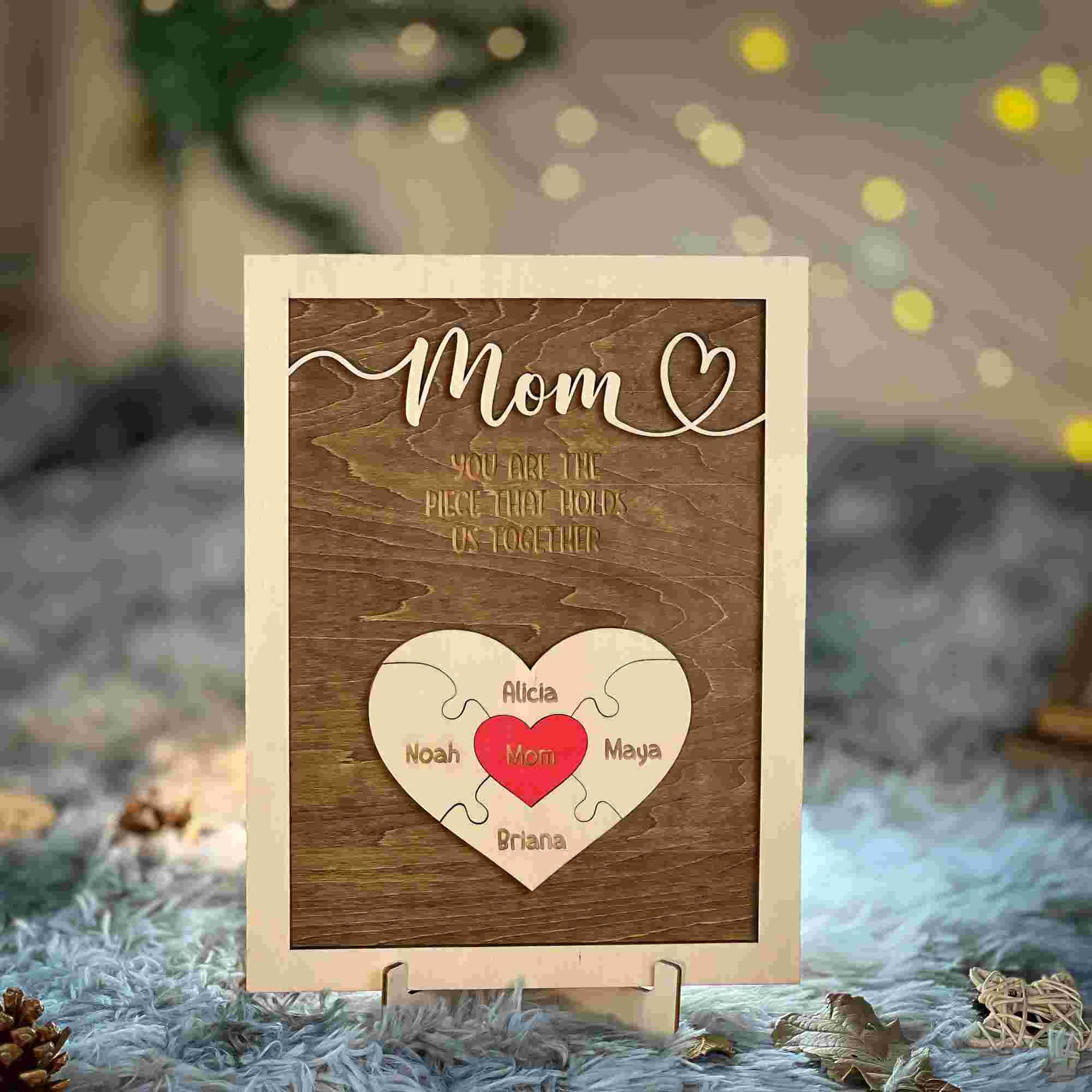 Custom Mothers Day Puzzle, Personalized Mom You Are The Piece That Holds Us Together Puzzle Sign (Customized free)