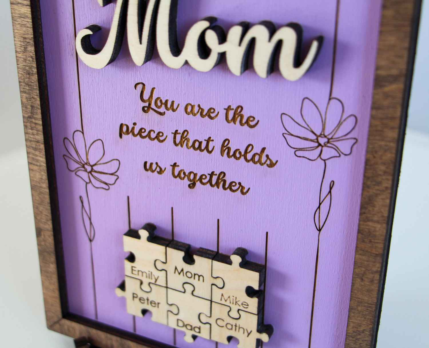 Puzzle Mom Sign, You Are The Piece That Holds Us Together, Mothers Day Gift from Daughter (Customized free)