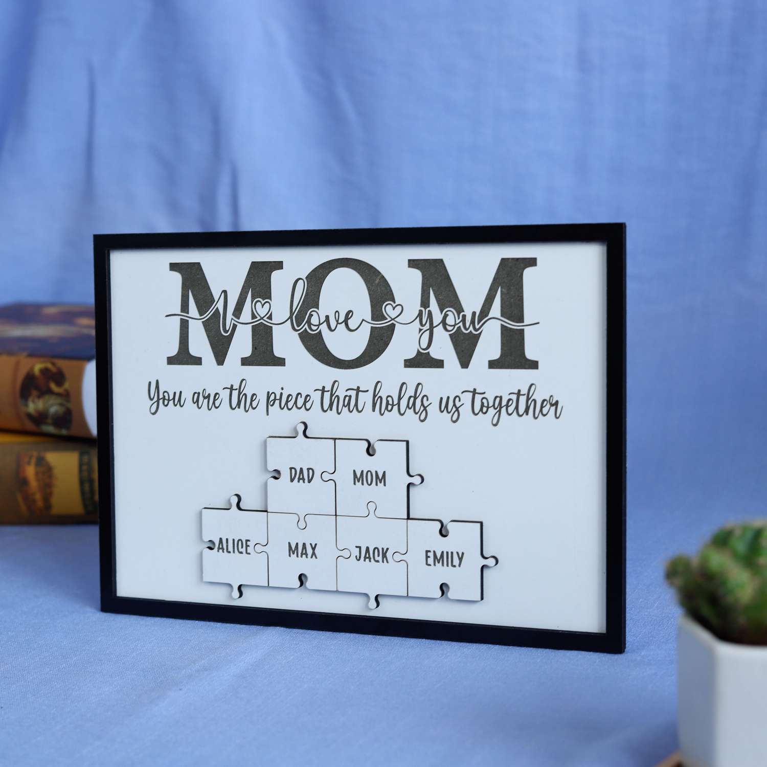 Personalized Mom Puzzle Frame, Puzzle Name Sign, Mom Gifts from Daughter Son (Customized free)