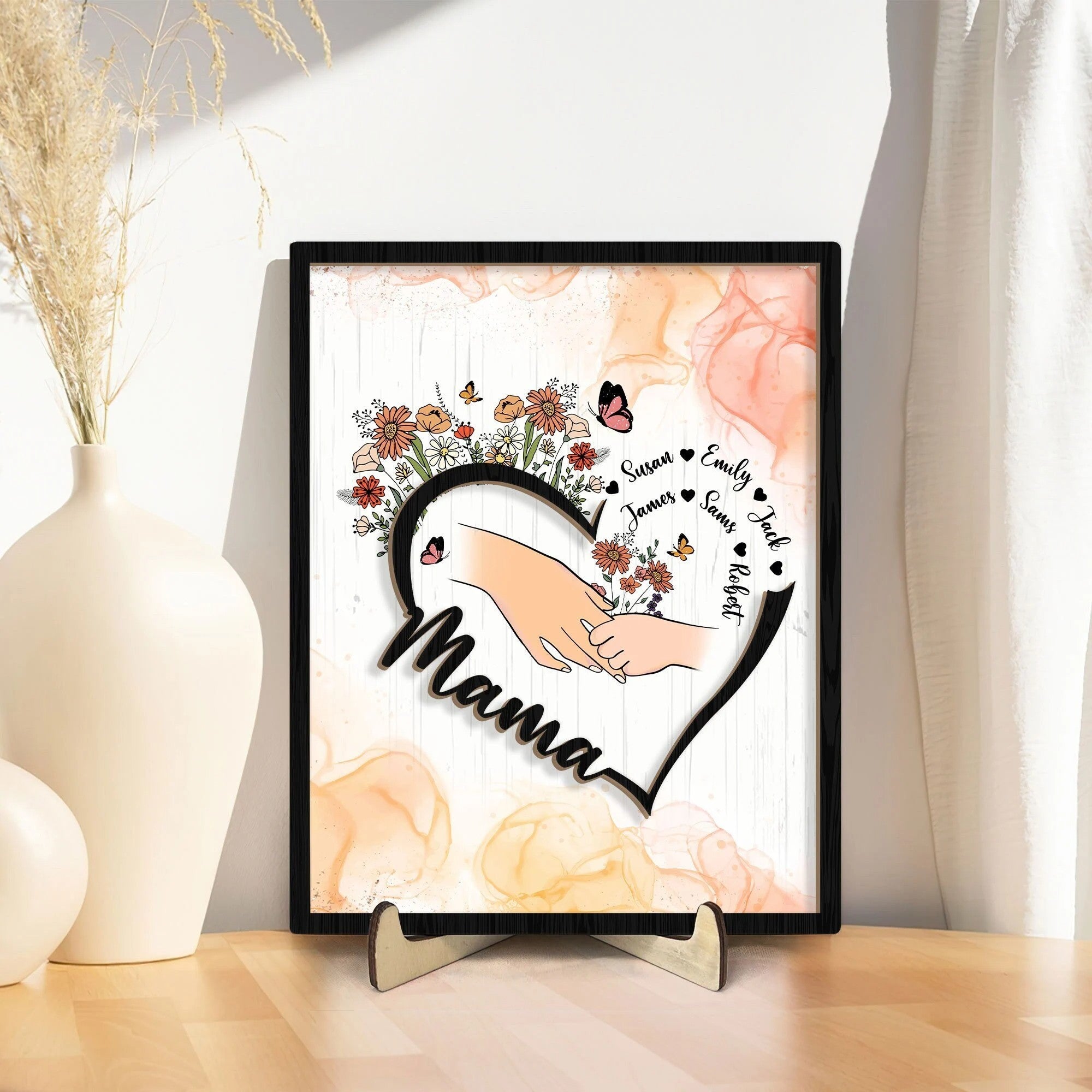 Personalized Grandma/Mama Wooden Plaque, Custom Kid's Name Wooden Sign