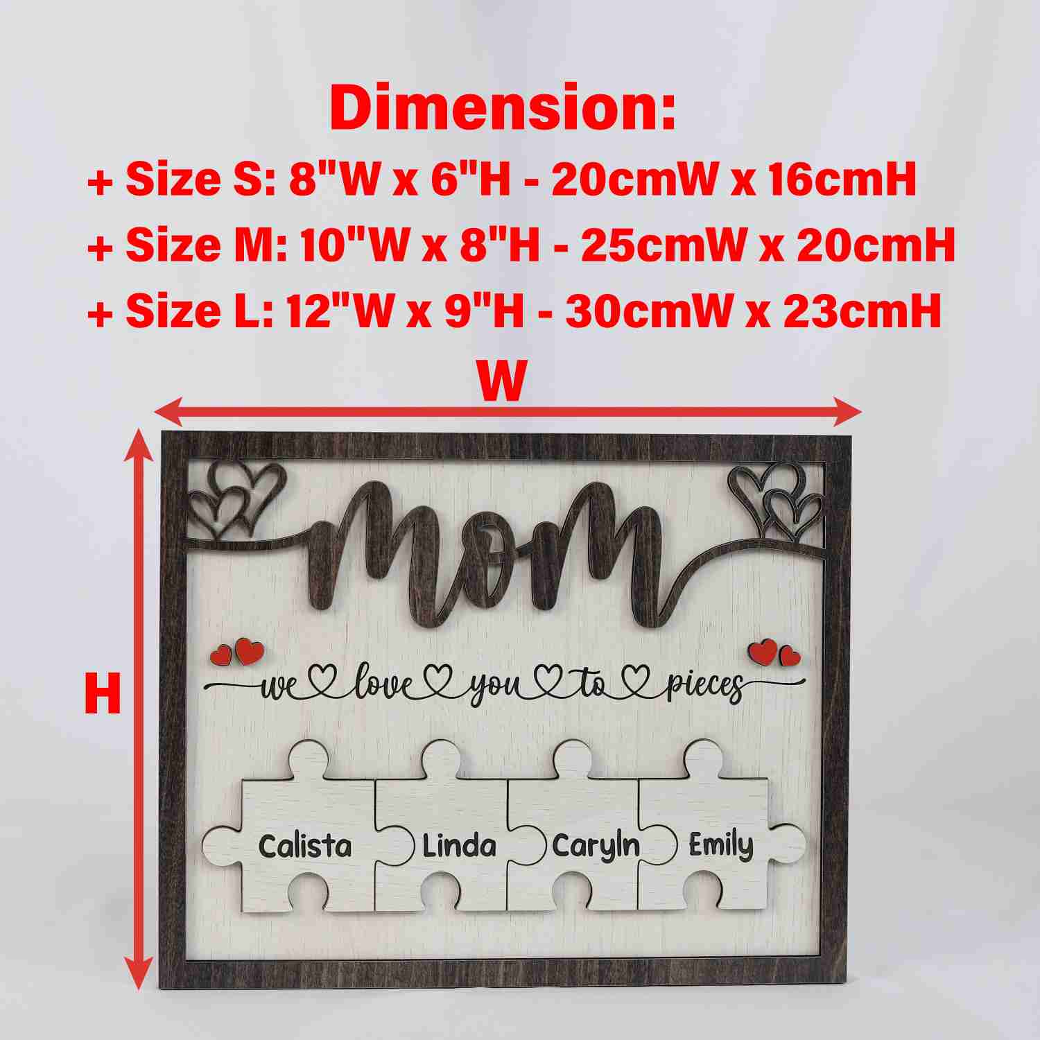 Personalized Mom Puzzle Pieces Frame, Mum Wooden Sign, Puzzle Mom Plaque (Customized free)