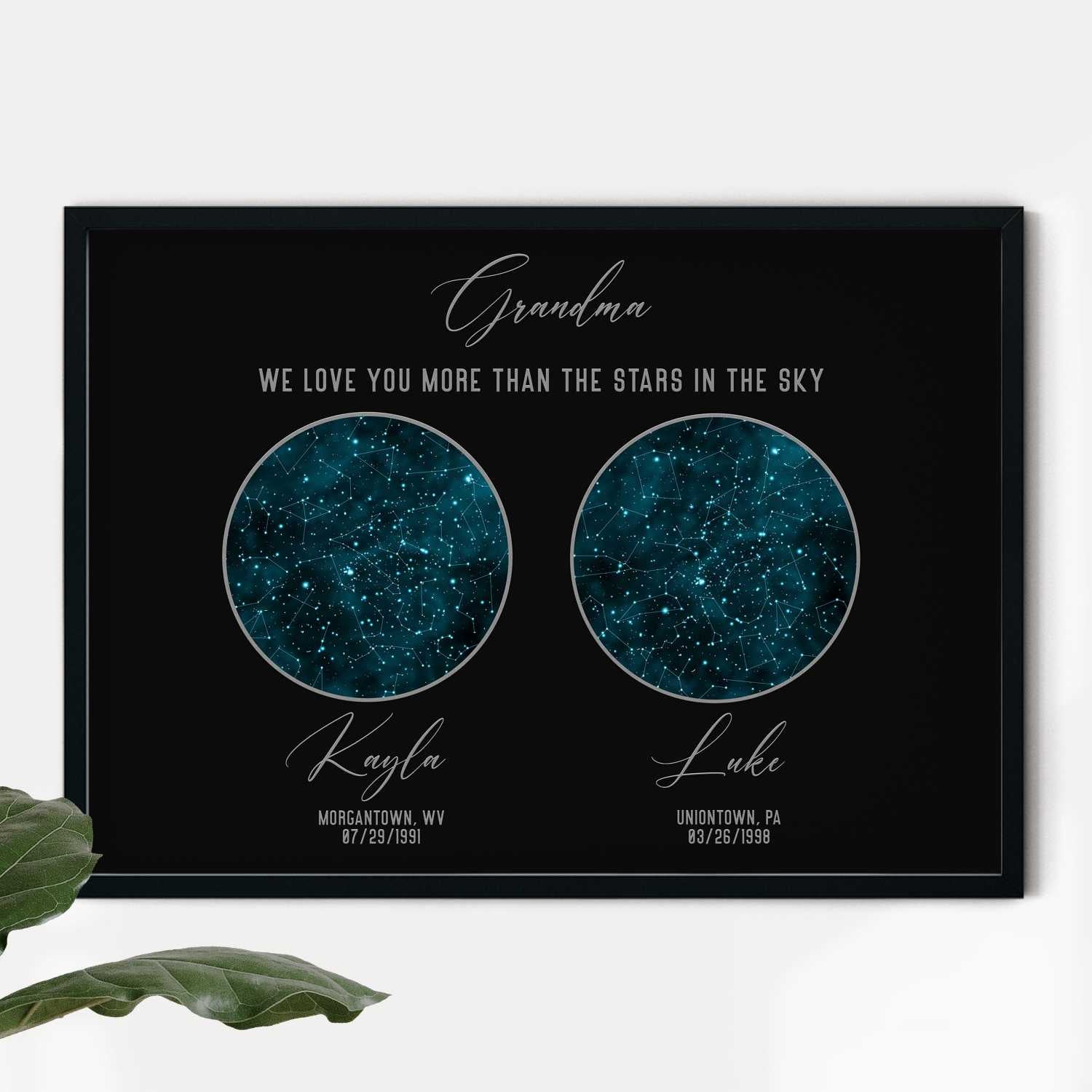 Personalized gifts for mom Custom Star map by date Mom of boys gift