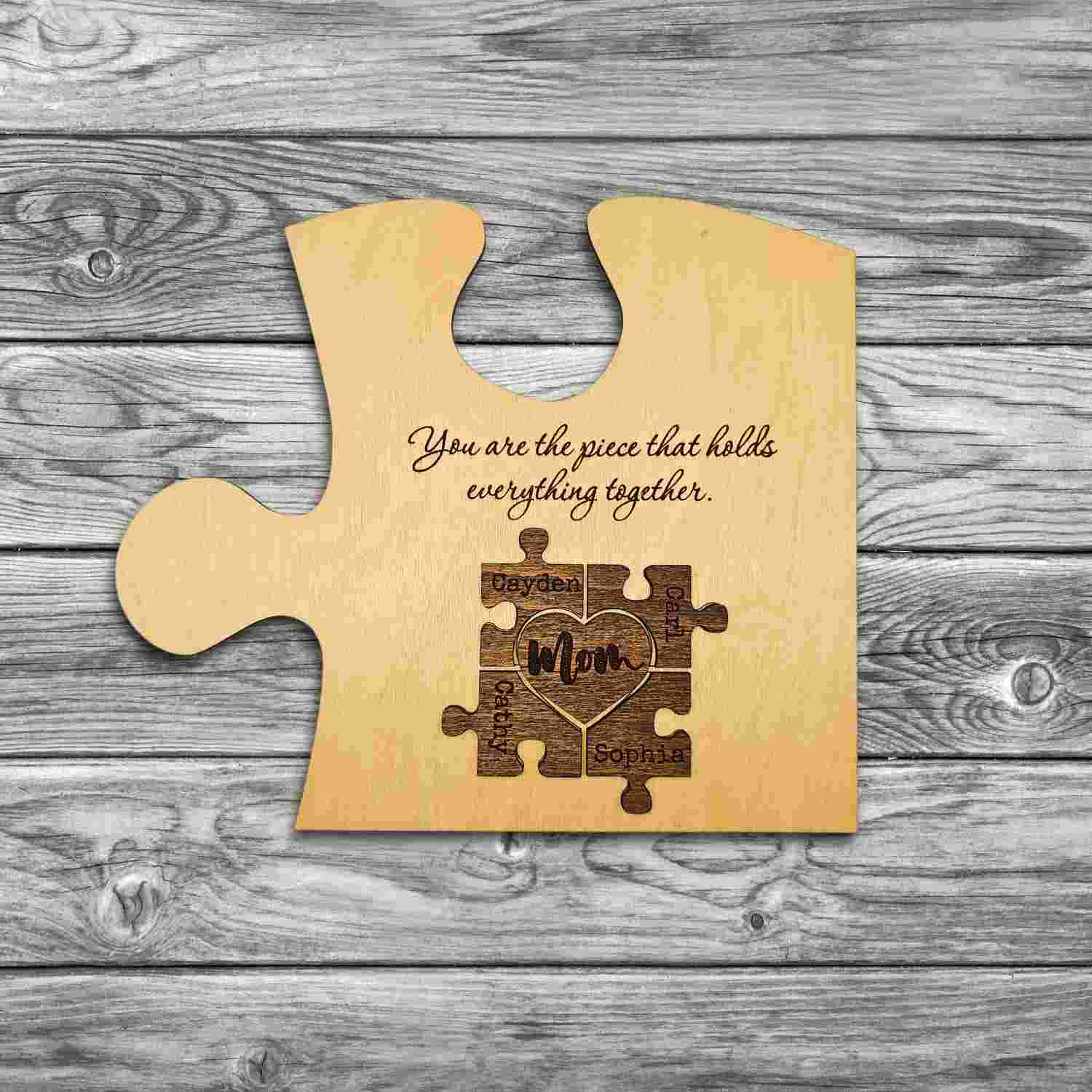 Wooden Mom Puzzle Sign for Mother's Day Gift Custom Puzzle for Mom, Wood Sign Mom Gift