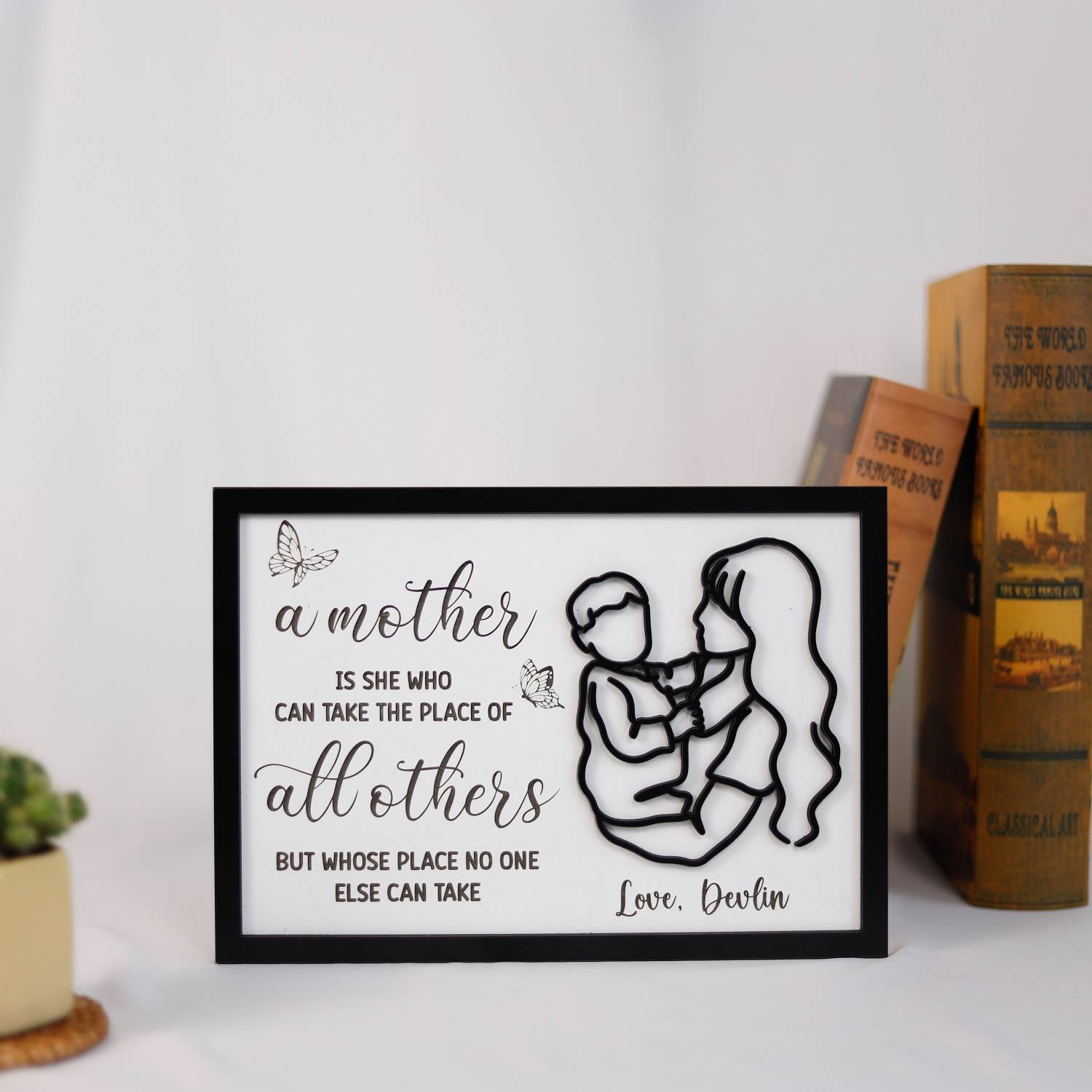 Personalized Mothers Day Wood Sign, Mom Desk Decor, Mom Wooden Stand,Mom Plaque (Customized free)