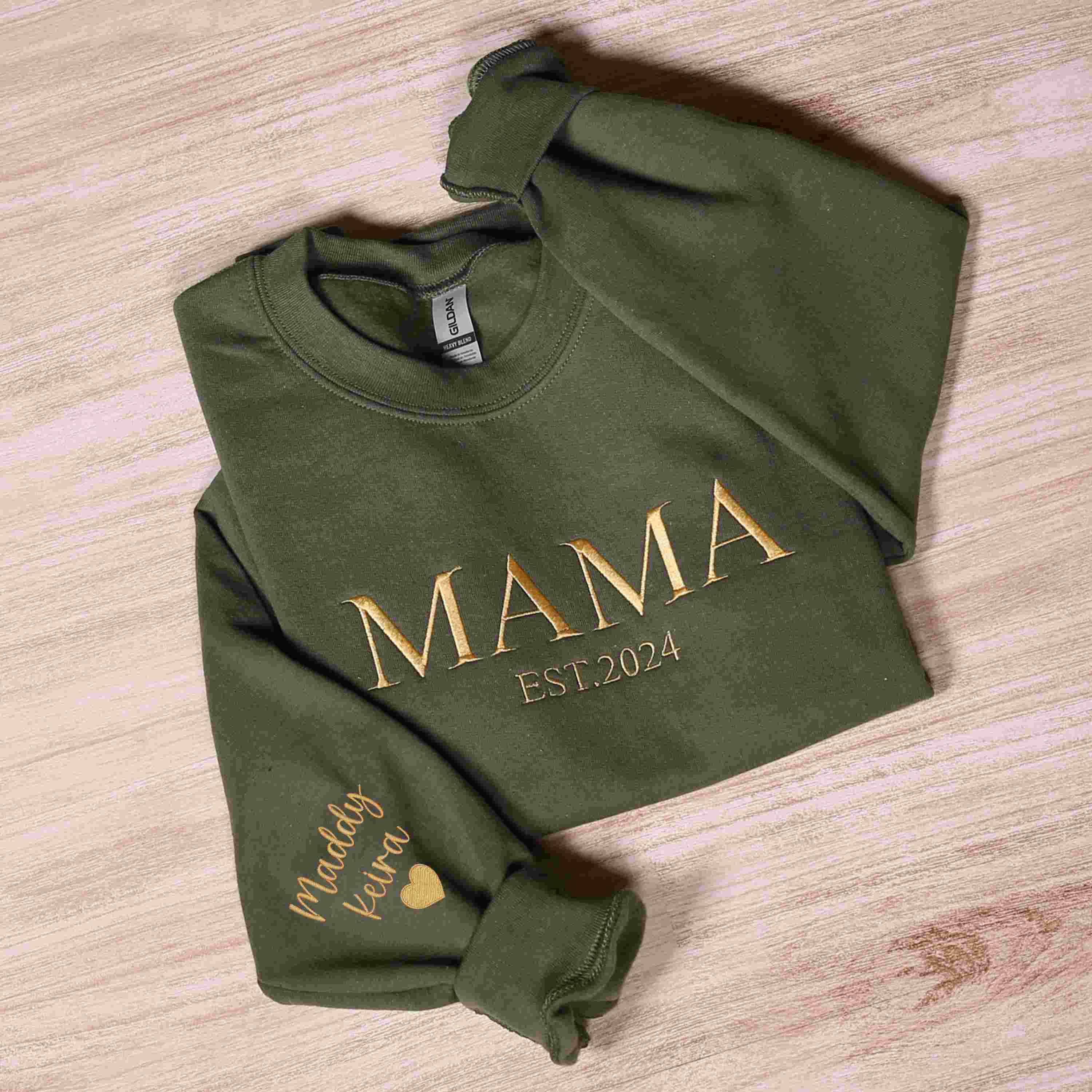 Personalized Mama Full Embroidered Sweatshirt, New Mom Outfit, Mother's Day Gifts