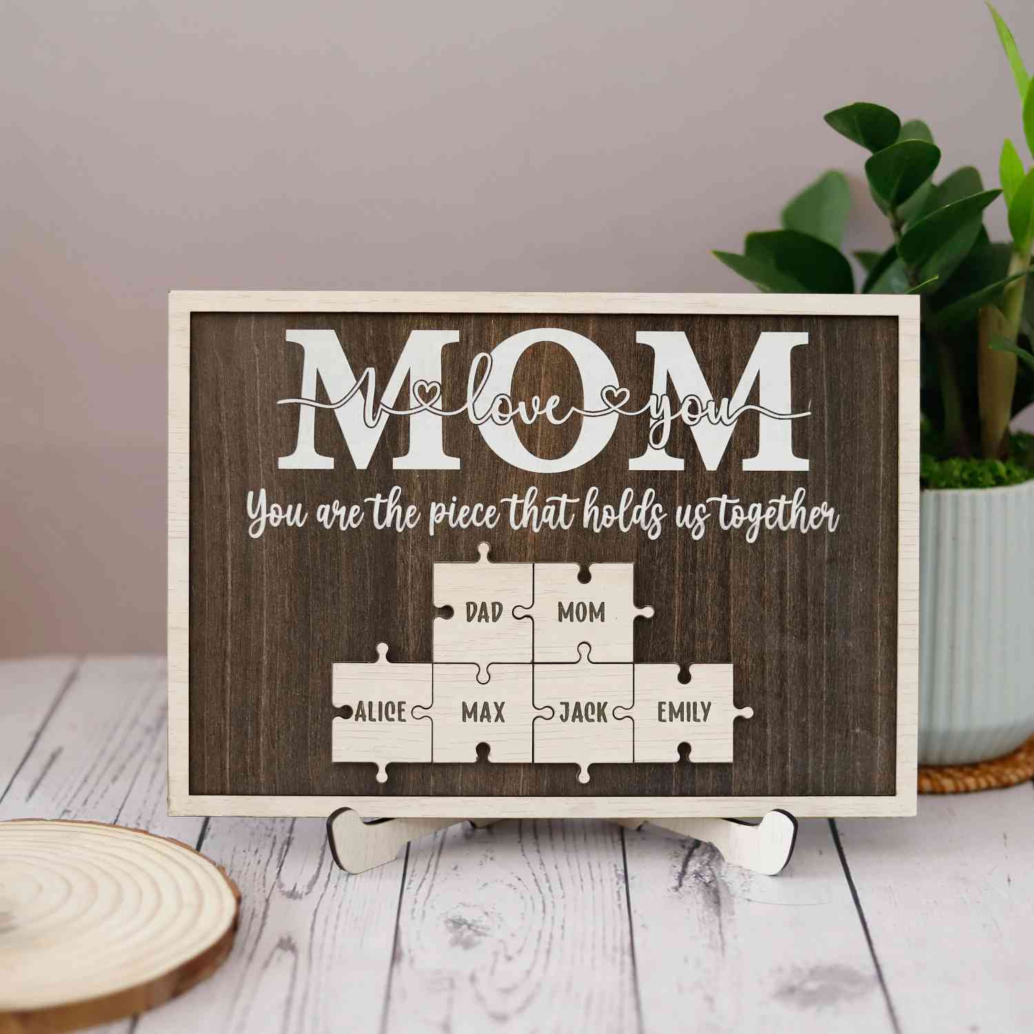 Custom Mom Puzzle Sign, Customize Mother's Day Gift For Mimi Wood Name Puzzle (Customized free)